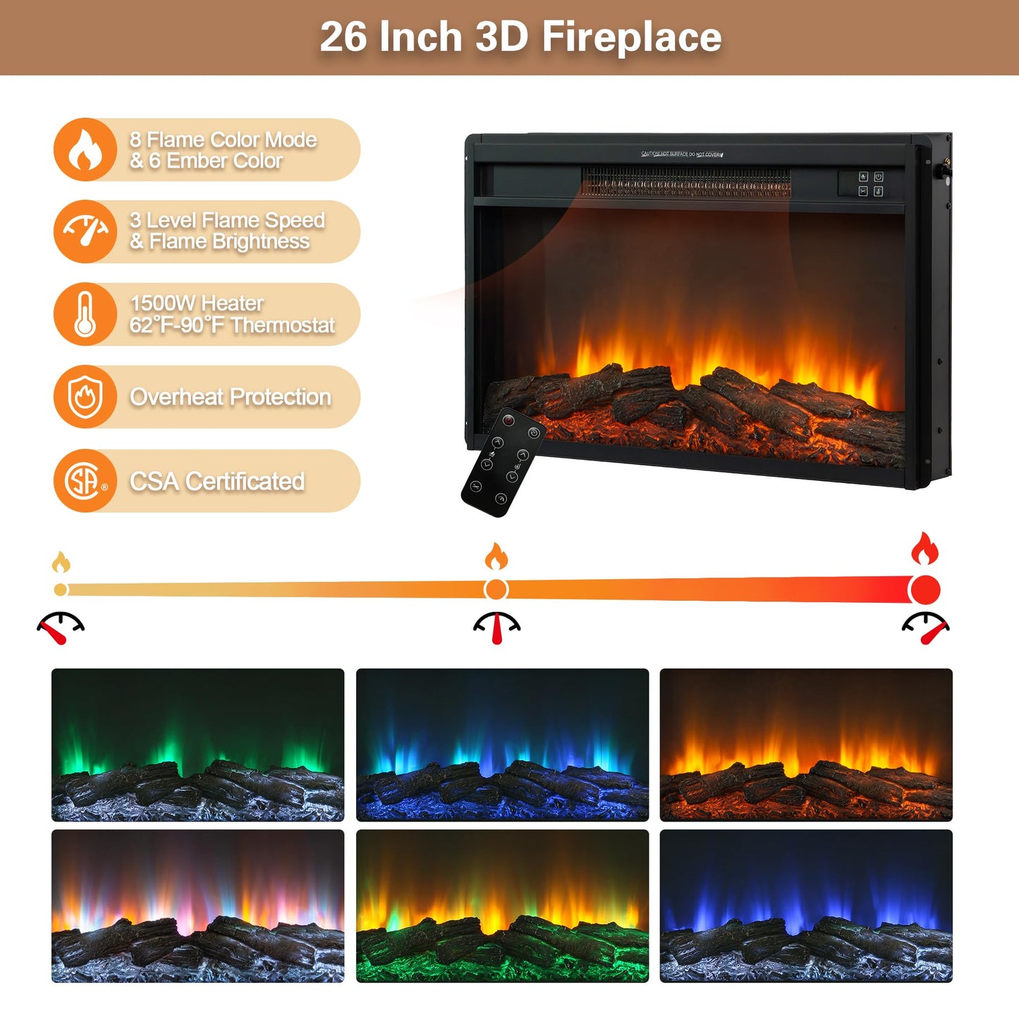 Unineo Fireplace TV Stand for up to 80 Inch TVs, 32’’ Tall LED Entertainment Center with Electric Fireplace, Farmhouse TV Console Table w/Sliding Barn Door & Window for Living Room, Brown