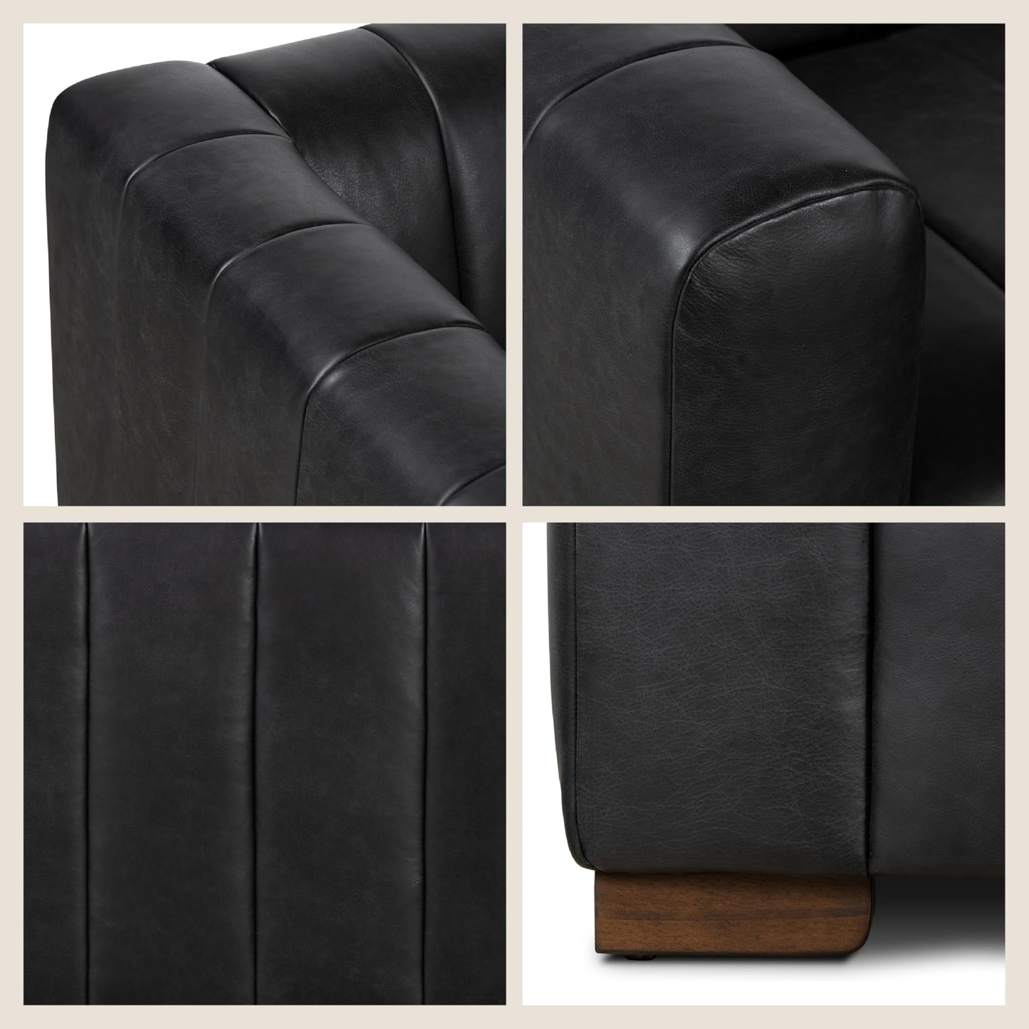 POLY & BARK Canale 99" Sofa in Onyx Black – Modern Living Room Couch with Deep Seating, Plush Cushions, Premium Upholstery, Contemporary Design, and Solid Wood Frame