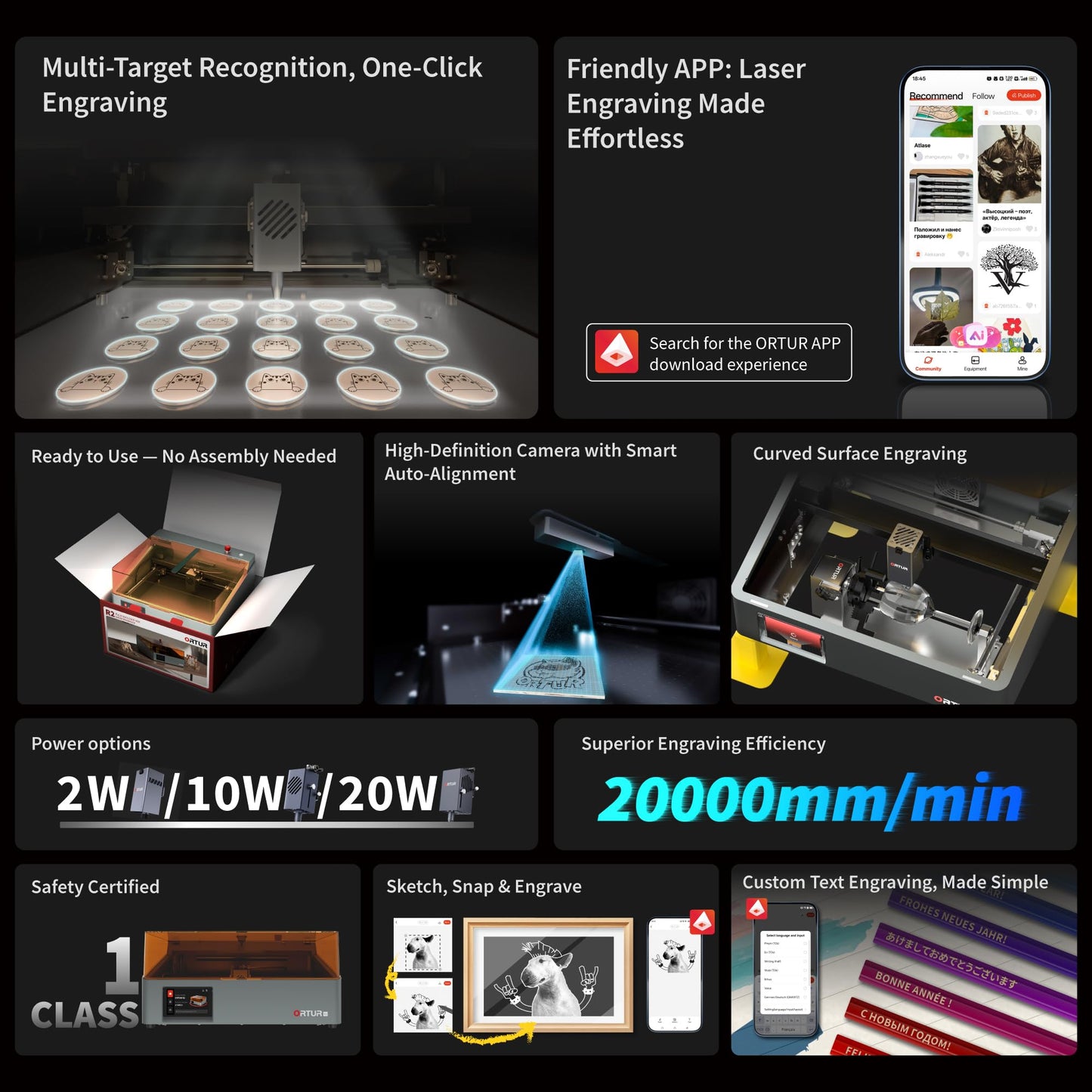 Ortur R2 Enclosed 10W Laser Engraver, LU3-10A Module, Smart Camera Positioning, Touch Screen & Offline Operation, 300x210mm Working Area, WiFi APP Control Laser Cutter for Wood Metal