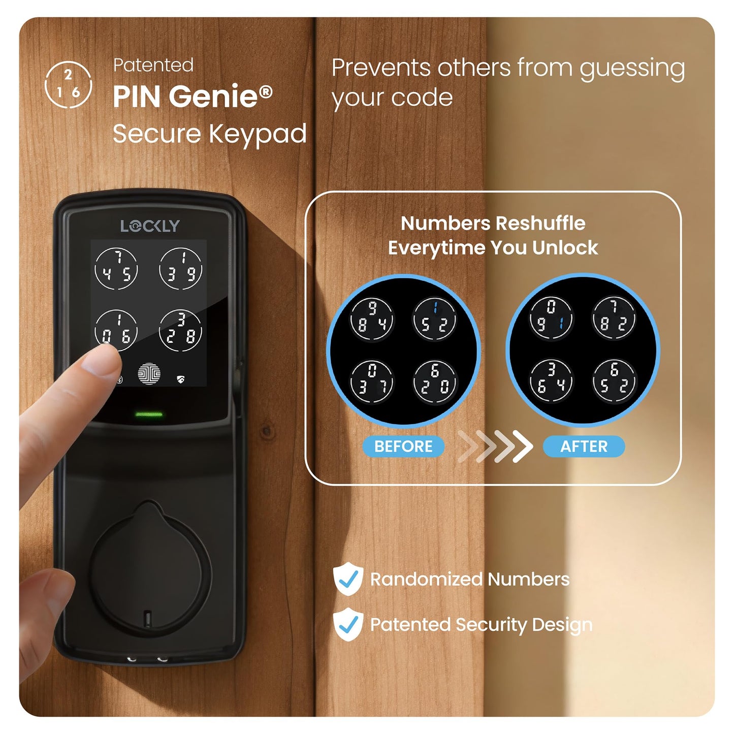 Lockly Guard Secure Pro Deadbolt PGD728WPU Commercial Smart Lock – UL10B/10C Fire Rated Keypad Door Lock with Fingerprint, Wi-Fi & Bluetooth, Alexa & Google Compatible, 8 AA Batteries