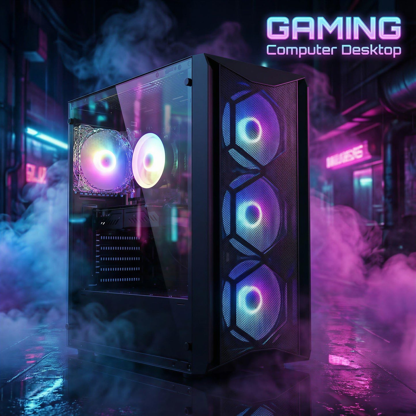 STGAubron Gaming PC Computer Desktop, Intel Core i7 8th Gen up to 4.1G, GeForce RTX 3050 6G, 16G DDR4, 512G SSD, WiFi 6, BT 5.2, RGB Fan x4, Windows 11 Home