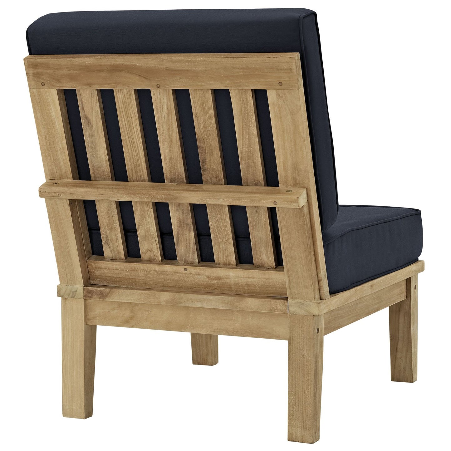 Modway Marina Premium Grade A Teak Wood 8-Piece Outdoor Patio Furniture Set in Natural Navy