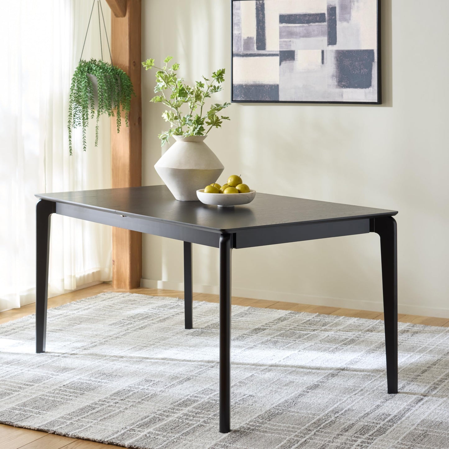 SAFAVIEH Furniture - Hammis 59" - 76" Extendable Dining Table - Black Solid Wood - Fully Assembled - Expandable Table for Dining Room & Kitchen (DTB4304A)