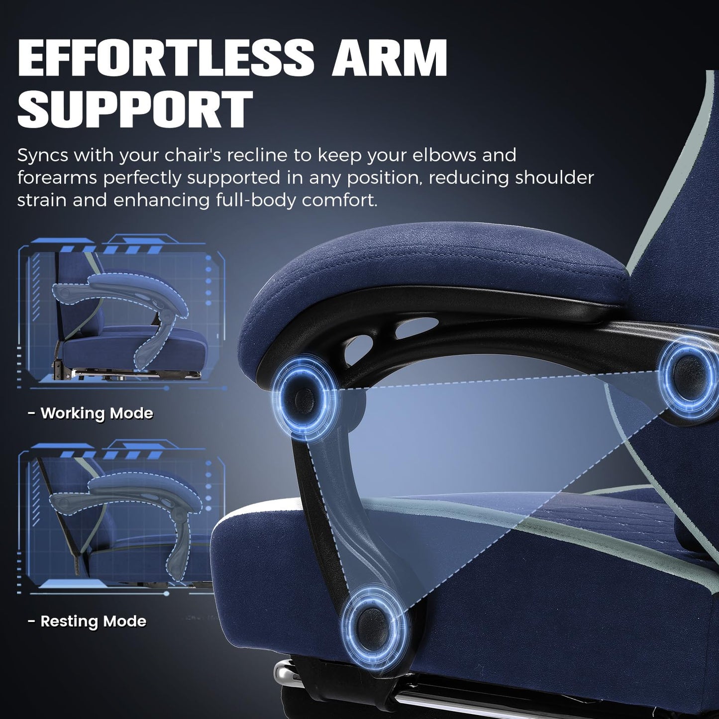 GTPLAYER Gaming Chair, Ergonomic Computer Chair with Footrest and Lumbar Support, High Back Recliner Chair 350lbs, Height Adjustable for Home Office, Deep Blue