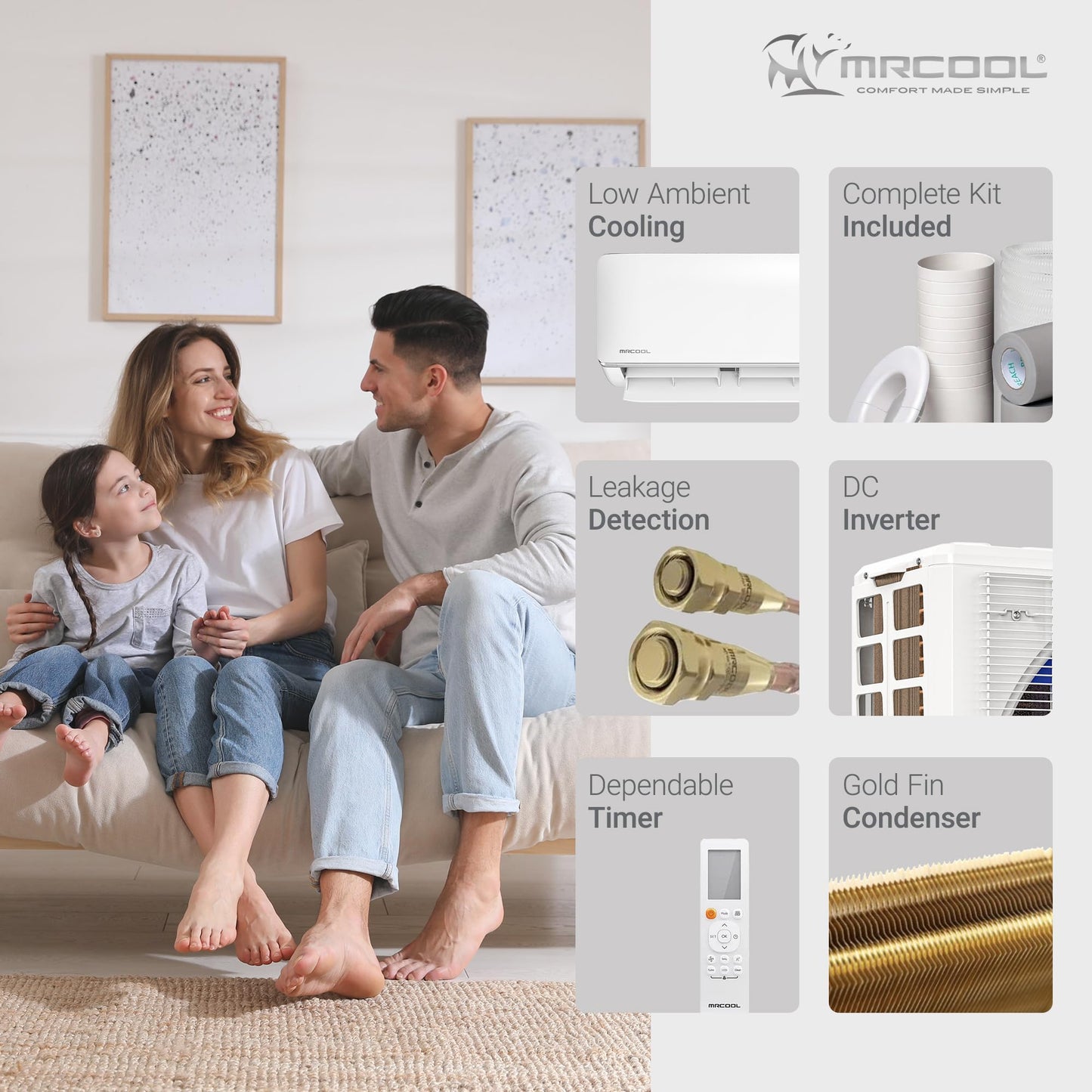 MRCOOL 12000 BTU 115V Ductless Inverter Mini Split Air Conditioner & Heat Pump System, 5th Gen DIY - Wall-Mounted AC Unit w/ Heating and Cooling for Home, Office & Commercial Space
