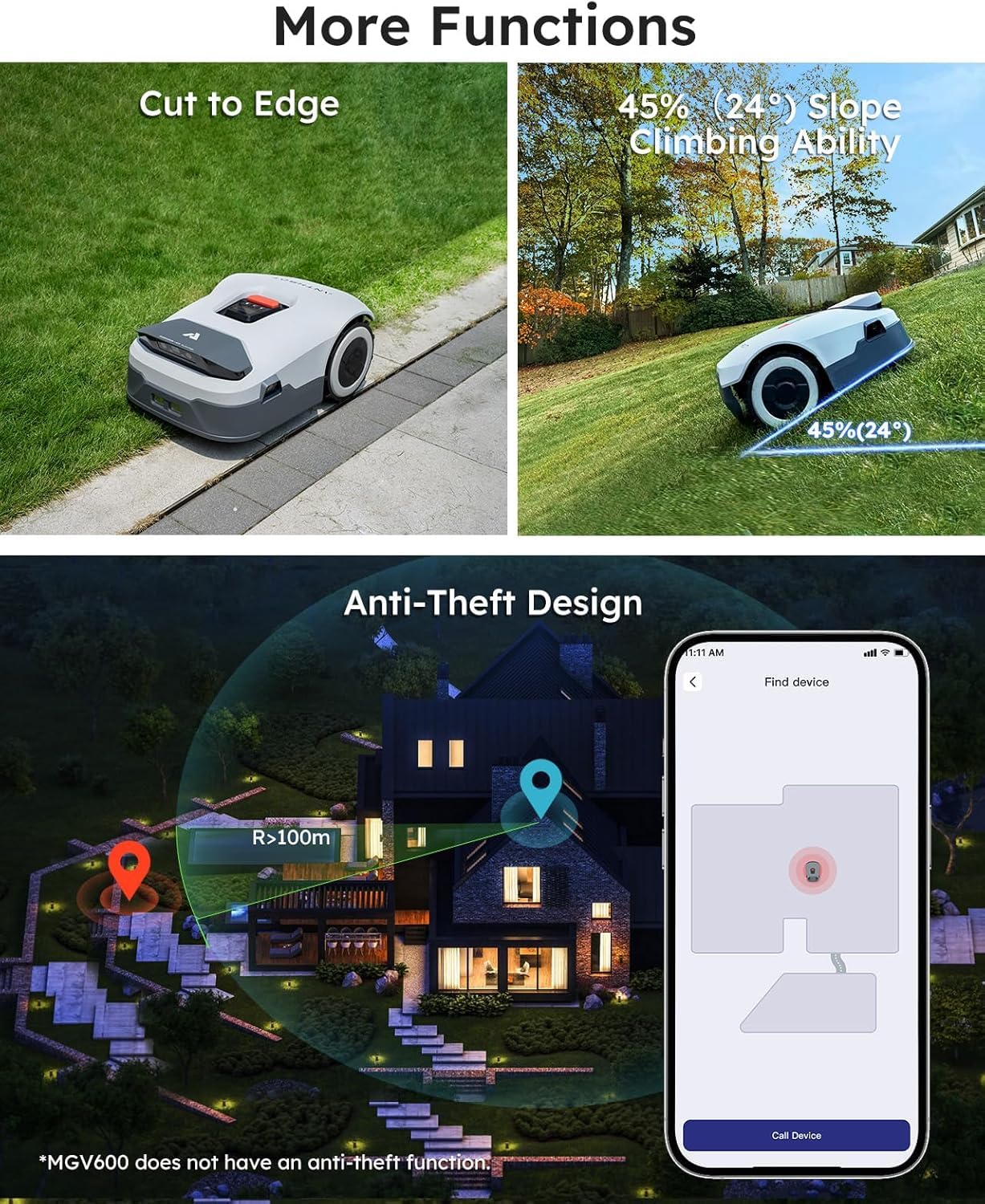 ANTHBOT Genie3000 Robot Lawn Mower - NO Wire, Full Band RTK+4-Eye Vision Robotic Lawnmower for 3/4 Acre, Auto Mapping, Multi-Zone Management, Accurate Obstacle Avoidance