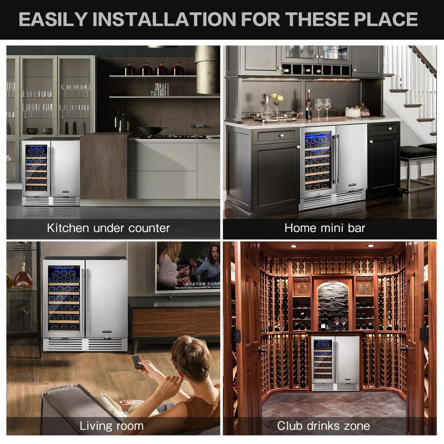 BODEGA 30 Inch Wine and Beverage Refrigerator Free Standing. Dual Zone Stainless Steel Wine Fridge under Counter, Drink Cooler for Beer, Soda, Champagne, Holds 110 Cans and 31 Bottles, Silver