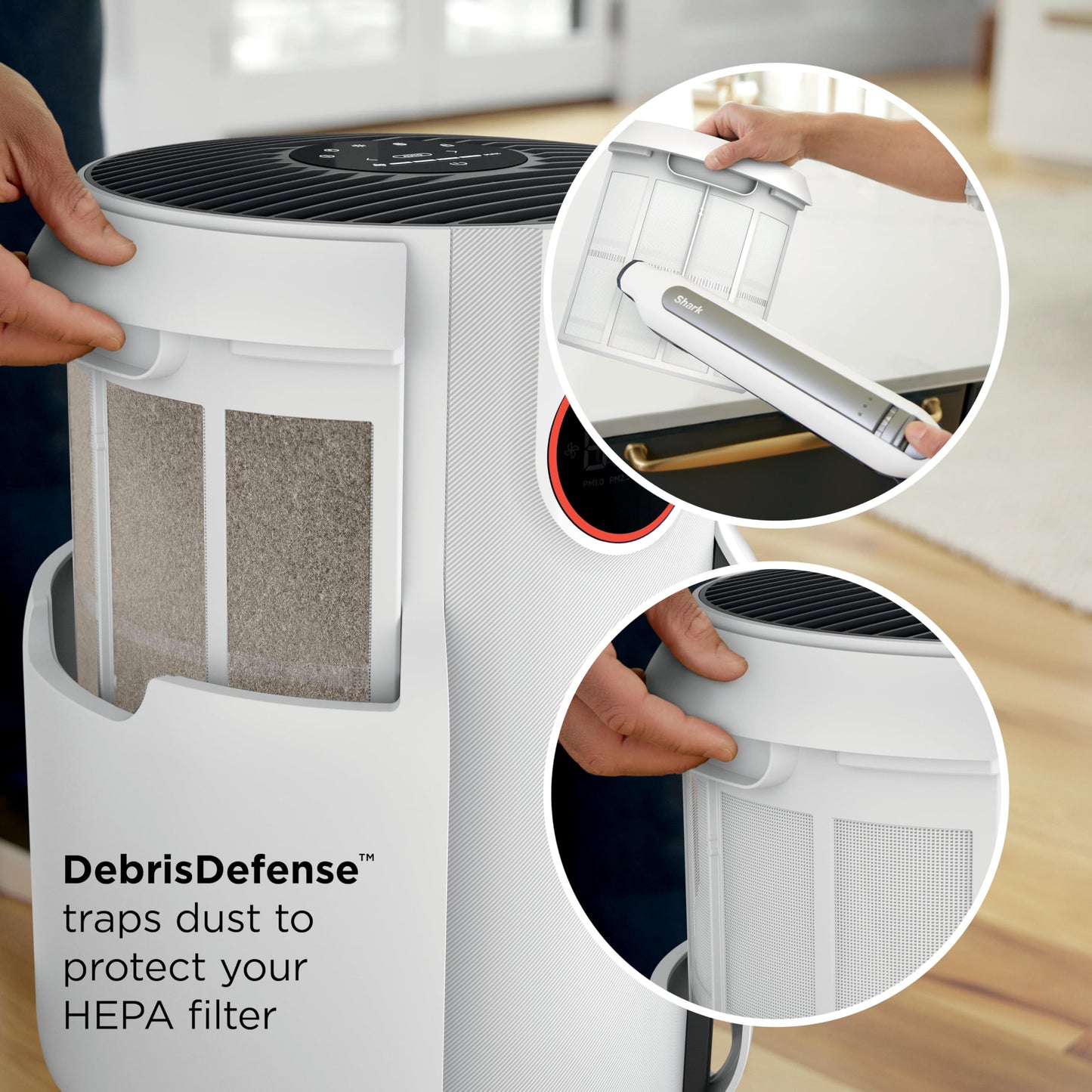 Shark Air Purifier for Home with NeverChange(5-Year) HEPA Air Filter, 1400 sq. ft. for Powerful Multi-Room Purification, Filters Smoke, Captures 99.98% of Particles & Dust, HP302, White