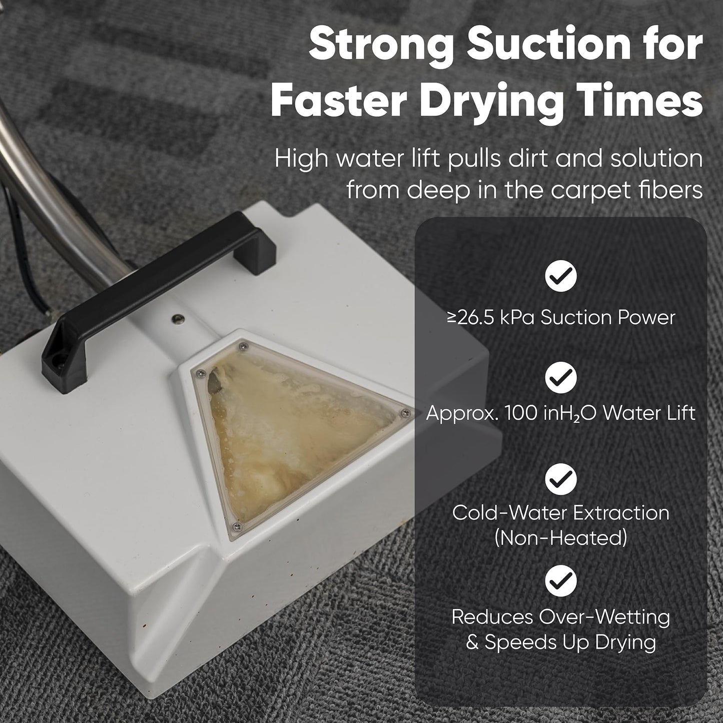 Dapper Commercial Box Carpet Extractor with 13" Motorized Brush Head, Cold Water Extraction, Strong Suction and 6.5 Gal Tanks — Ideal for Hotels, Offices, & Commercial Cleaning