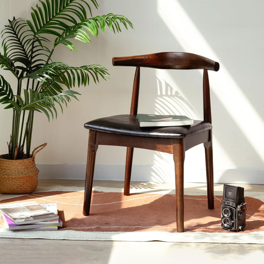 Cttasty Office Chair, Wood Desk Chair with Upholstered PU Leather, Computer Chair, Modern Dining Chair, Mid Century Dining Chair, Wood Accent Chair,Walnut Chair