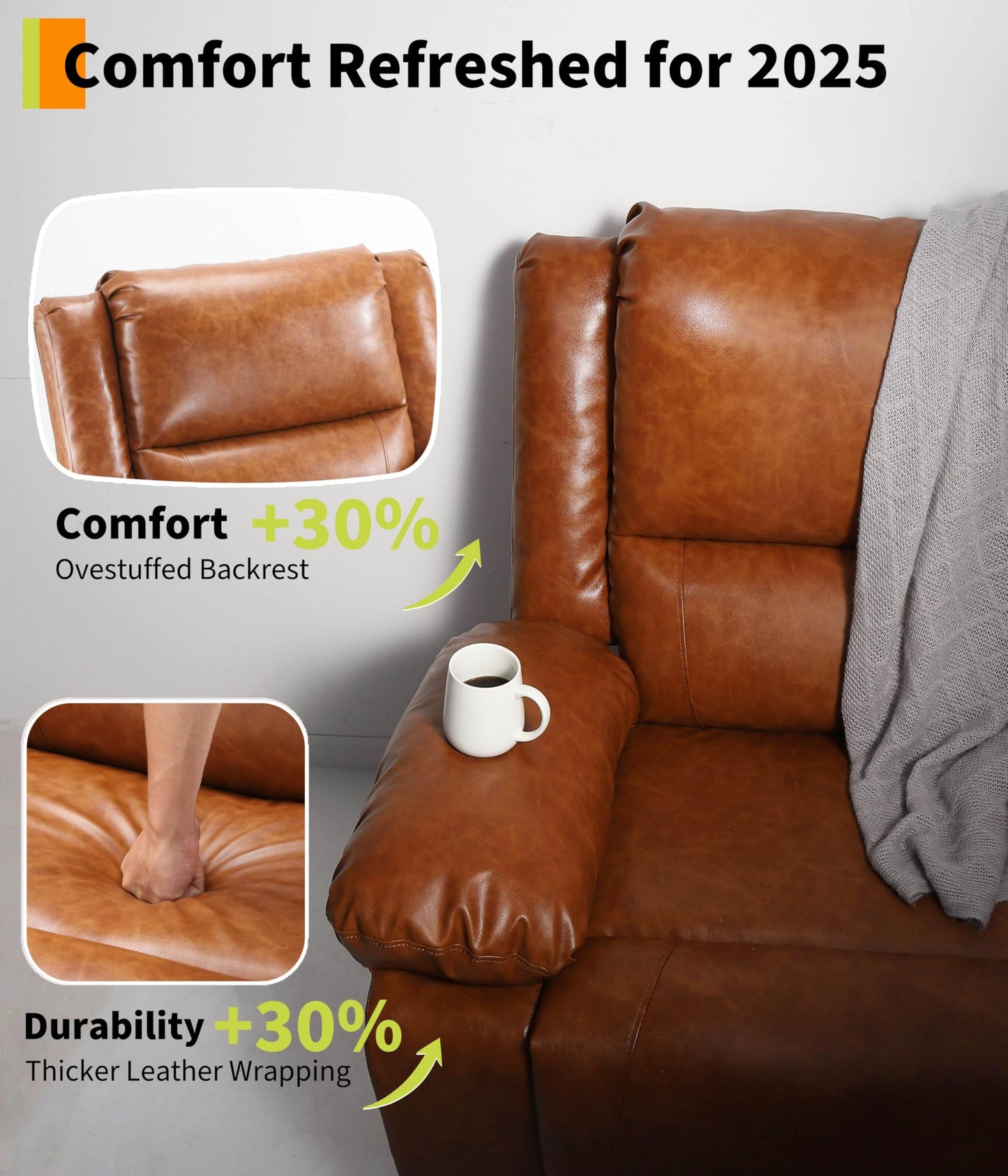 GarveeHome Oversized Wide Power Lift Recliner Chair - Heat and Massage, Adjustable Back and Legs, PU Leather Electric Lift Chair Designed for the Elderly and People with Mobility impaired