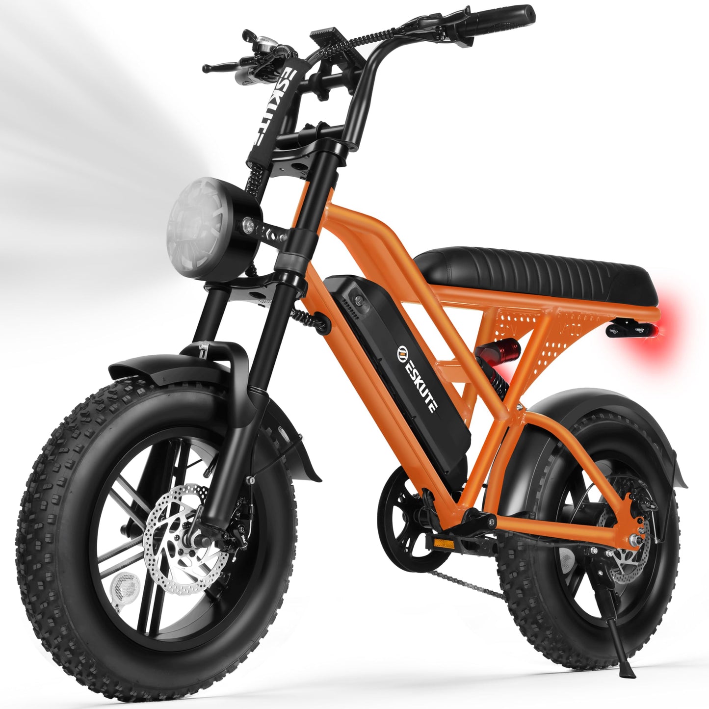ESKUTE Electric Bike for Adults – 1500W Peak Motor, 48V 13Ah Battery, 20+MPH, Dual Suspension, 16"x4.0" Fat Tire E-Moped, 7-Speed, Up to 60 Miles, Commuter E-Bike, Orange