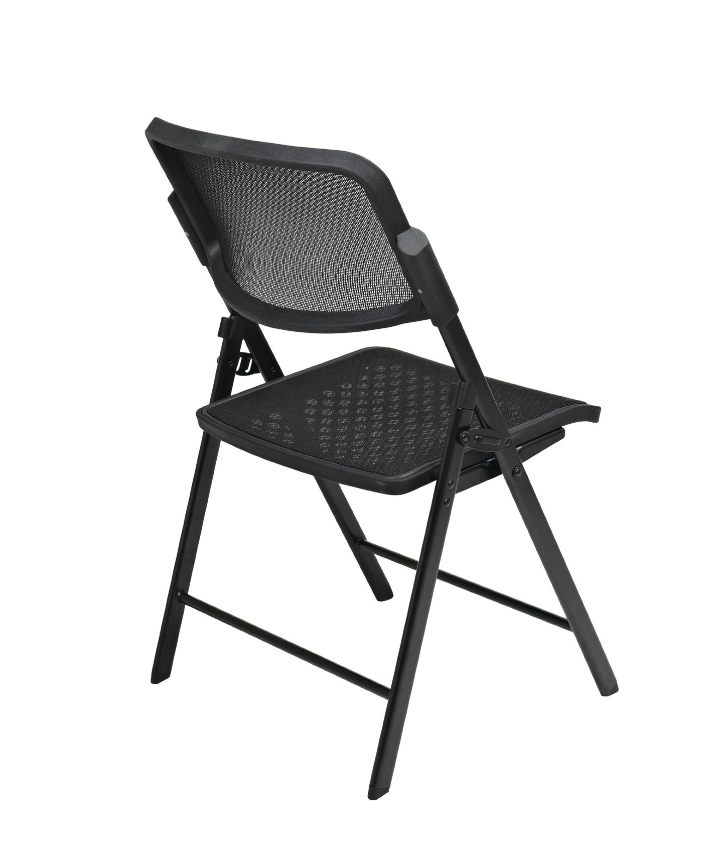 Office Star Deluxe Breathable ProGrid Seat and Back Folding Chair 2-Pack, Black Finish Frame