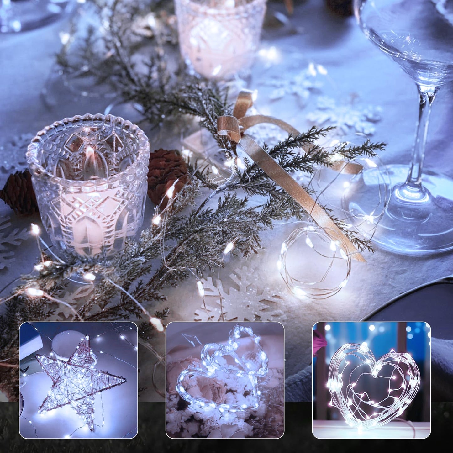 btfarm 6 Pack Fairy Lights, 10FT 30LED Battery Operated Twinkle Lights, Waterproof Copper Wire, Cool White for Indoor Outdoor Decorations