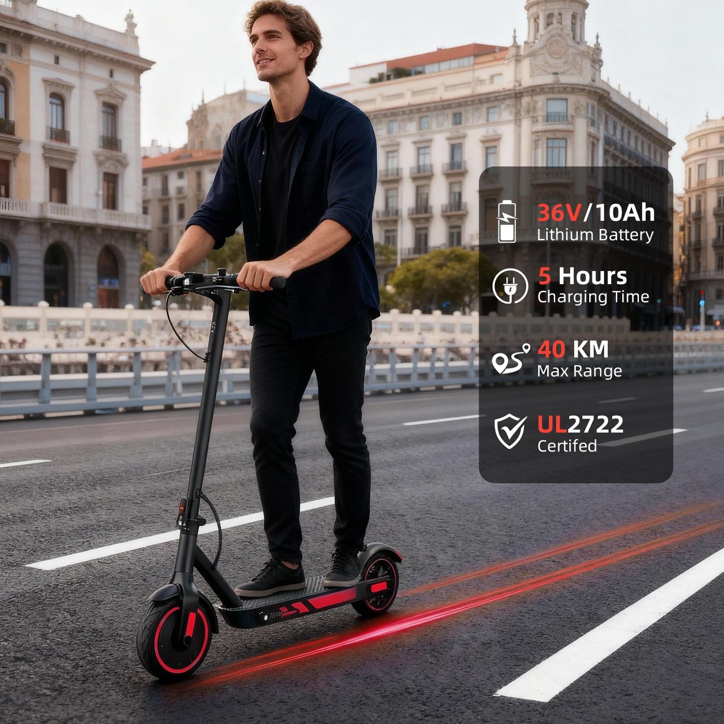 ApexSurge Electric Scooter for Adults, 10" Tires, 500W Powerful Motor and Max 21 Miles Long Range, Top Speed 25Mph, Dual Brake Stystem E Scooter, Lightweight and Foldable, APP Control, Max Load 265Lb