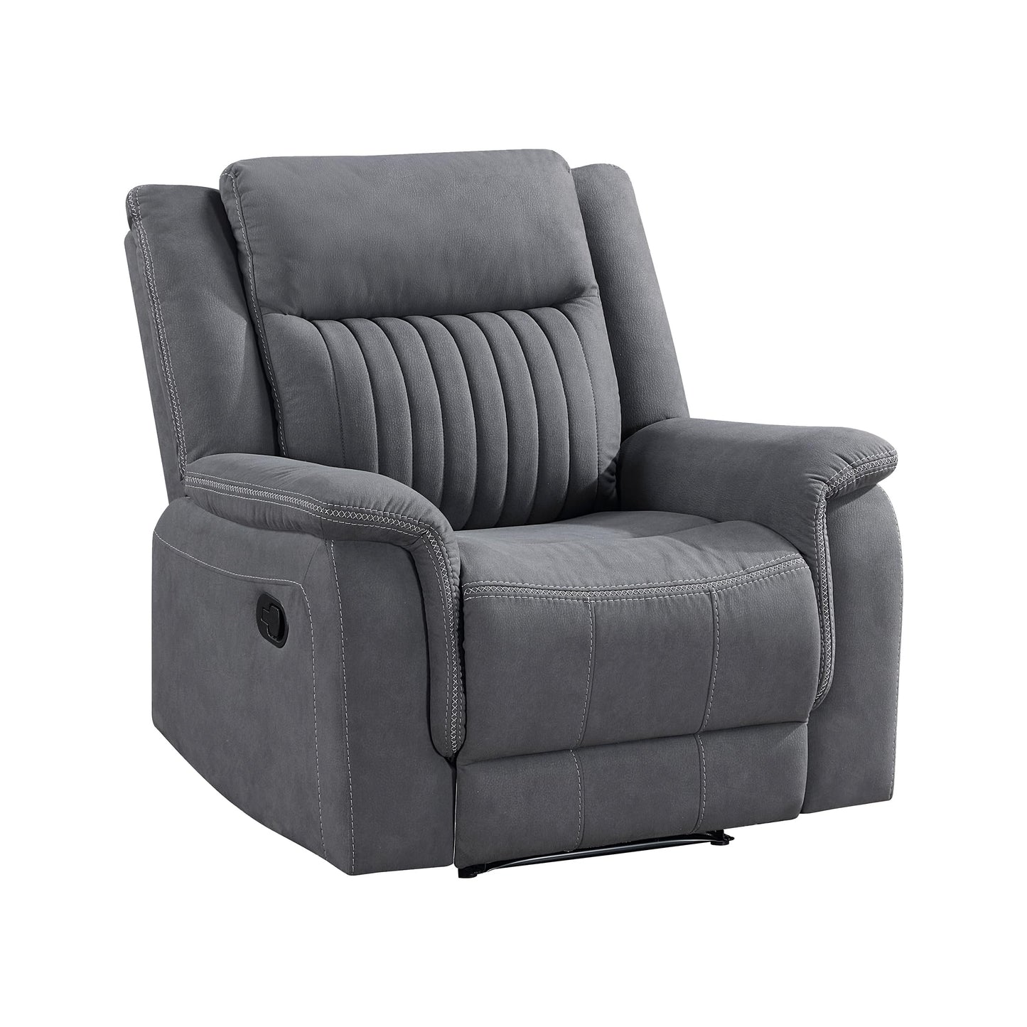 Lexicon Manual Recliner Chair, Polished Microfiber Reclining Sofa Chair, Home Theater Seating, Wall Hugger Manual Recliner for Living Room/Office/Apartment, Gray