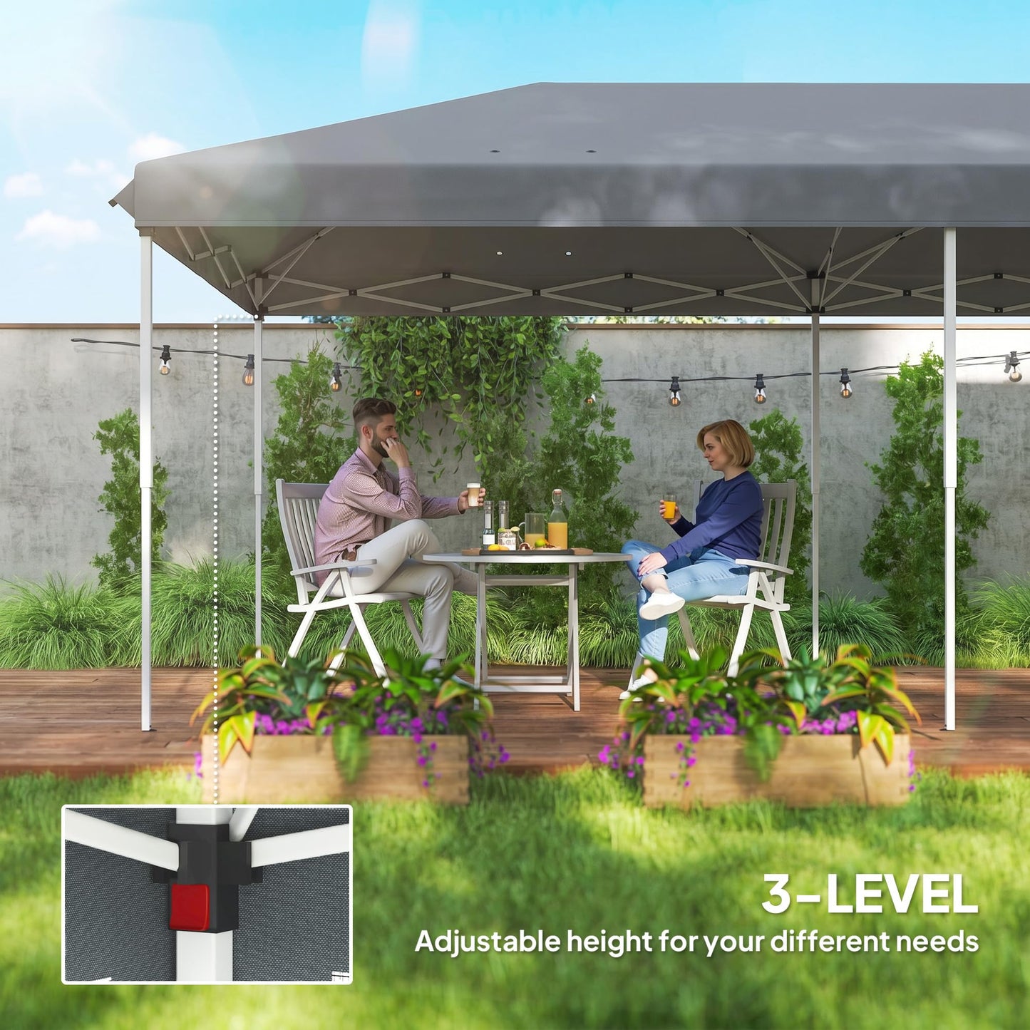 Outsunny 10' x 20' Pop Up Canopy Tent with Netting, Heavy Duty Instant Sun Shelter, Large Tents for Parties with Carry Bag for Outdoor, Garden, Patio, Gray