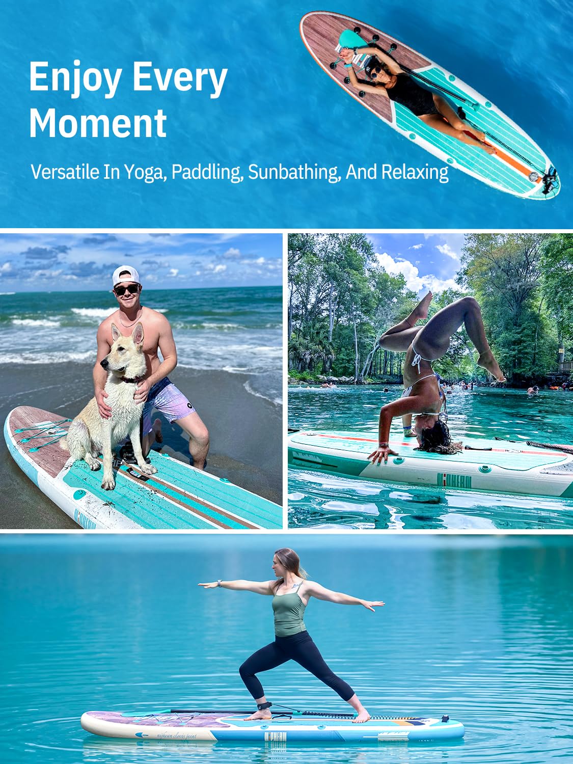 Niphean Inflatable Stand Up Paddle Board with Stabiltrac Fin Design and SUP Accessories, Anti-Slip EVA Deck, 10’6’’ Inflatable Paddle Boards for Adults & Youth of All Skill Levels