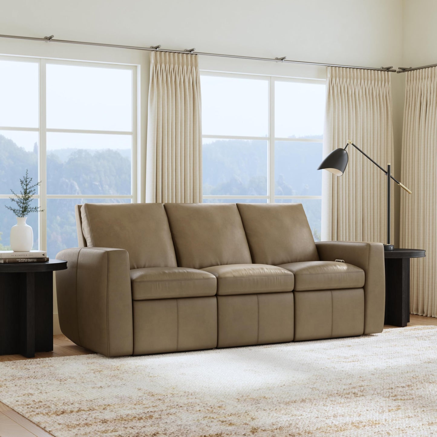 Flexsteel Ava Leather Power Reclining Sofa, 85W x 39D x 40H inches, Fawn, 20" Seat Depth, 21" Seat Height, 291 lb