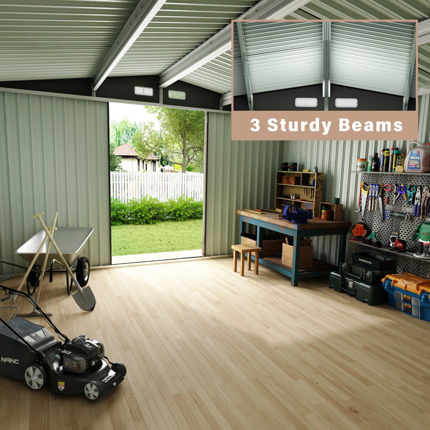 10x14 FT Metal Storage Sheds Outdoor, Metal ToolShed with Lockable Door, Metals Yard Sheds Metals Garden Shed Kit, MetalUtility Sheds Buildings with Air Vent for Backyard Garden Patio Lawn