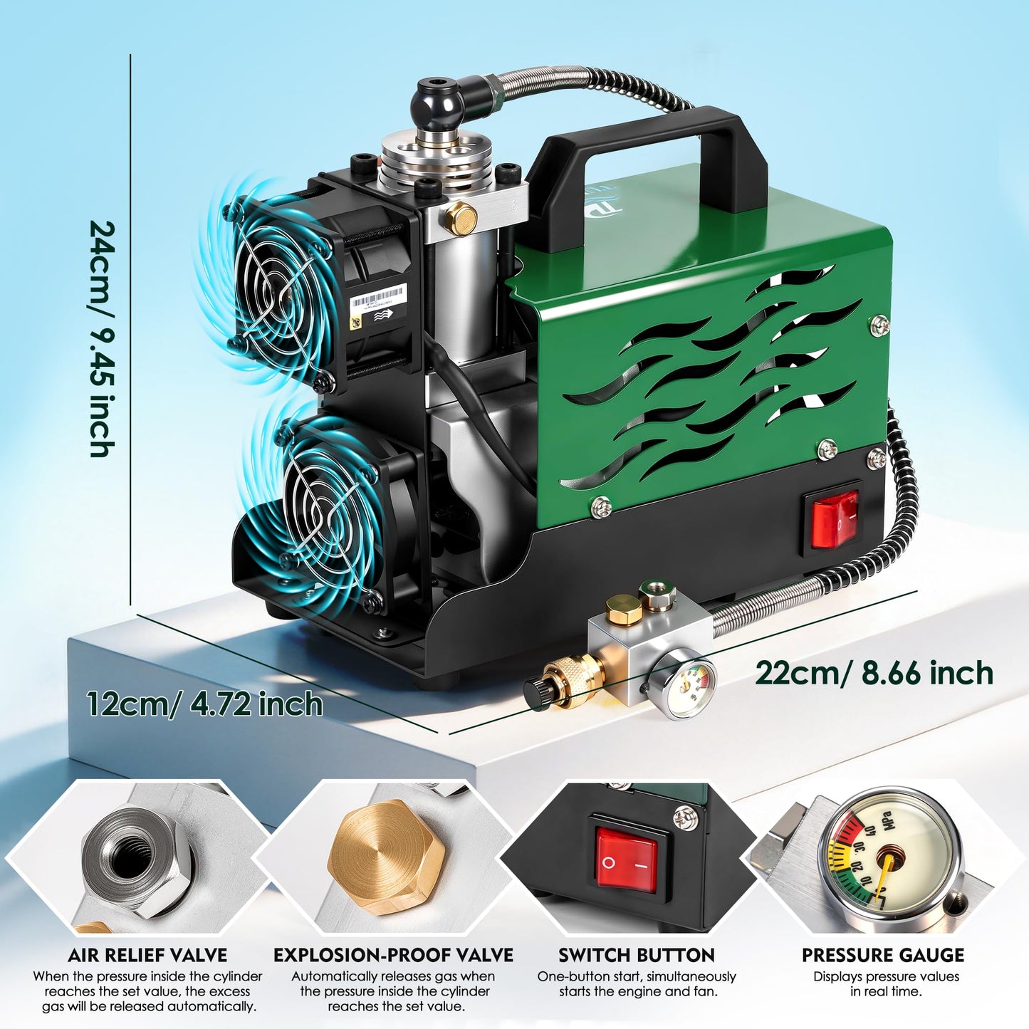TUDIVING-Portable PCP Air Compressor | 12V DC/110V AC | Scuba Compressor