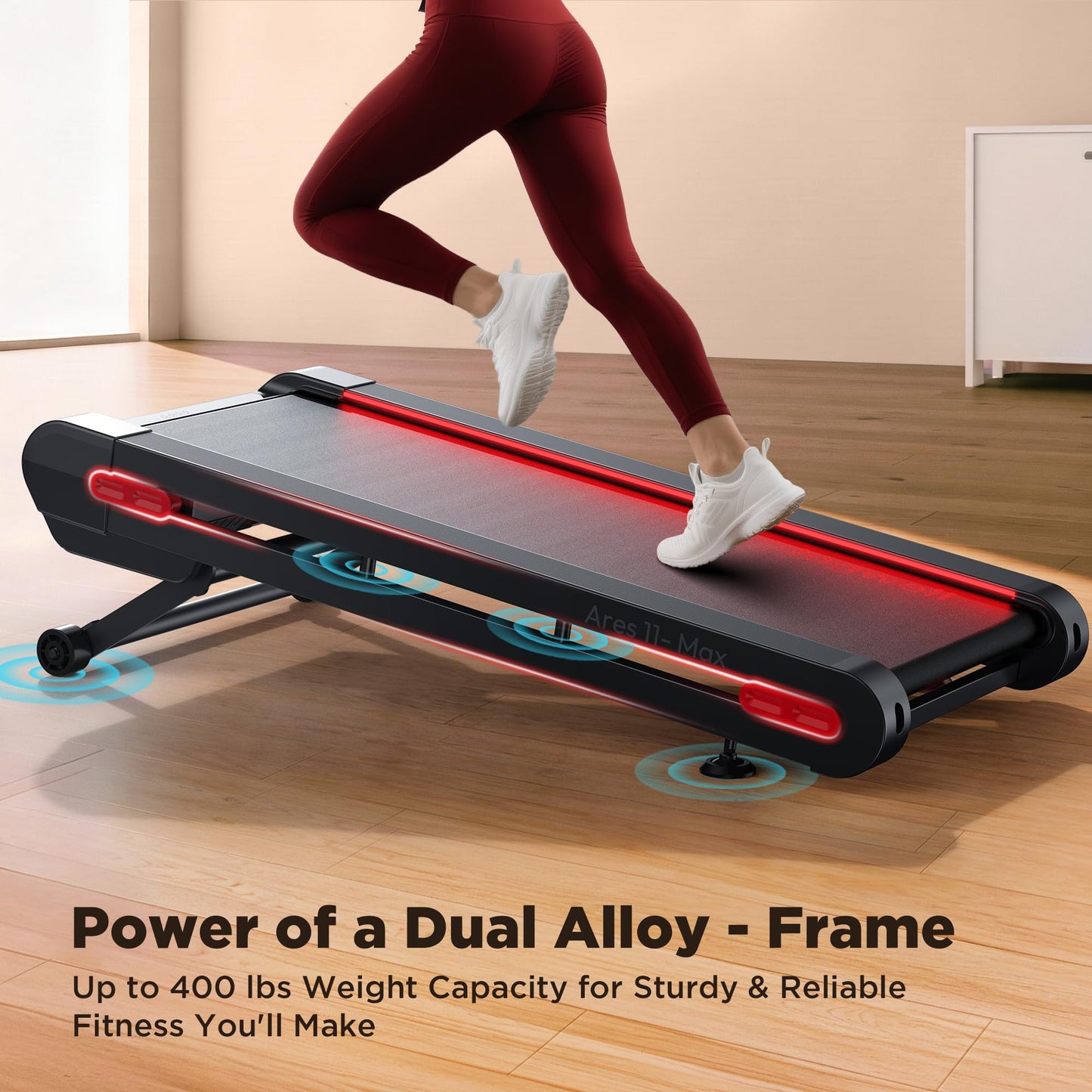 Jogwell Walking Pad Treadmill with 12%/20% Auto Incline, 3.5HP Brushless Ultra-Quiet, Under Desk Treadmill for Home Office, 400 LBS Capacity, 30% Wider Deck, Vertical Storage, Ares 11 Max Black