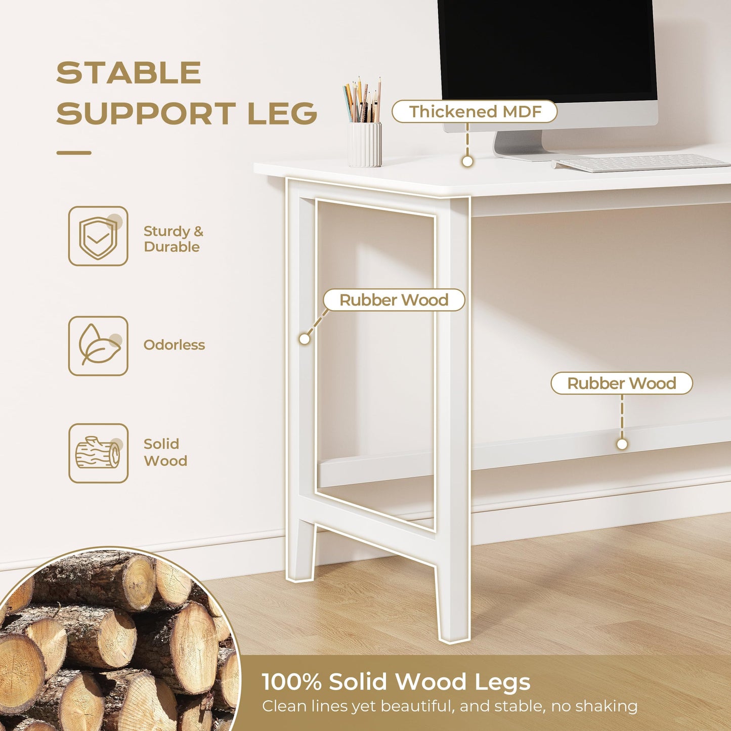 IOTXY Reversible L-Shaped Office Desk - 63" Extra Large Corner Computer Table with Storage Shelves, Solid Wood Legs, Home Writing & Study Workstation, White