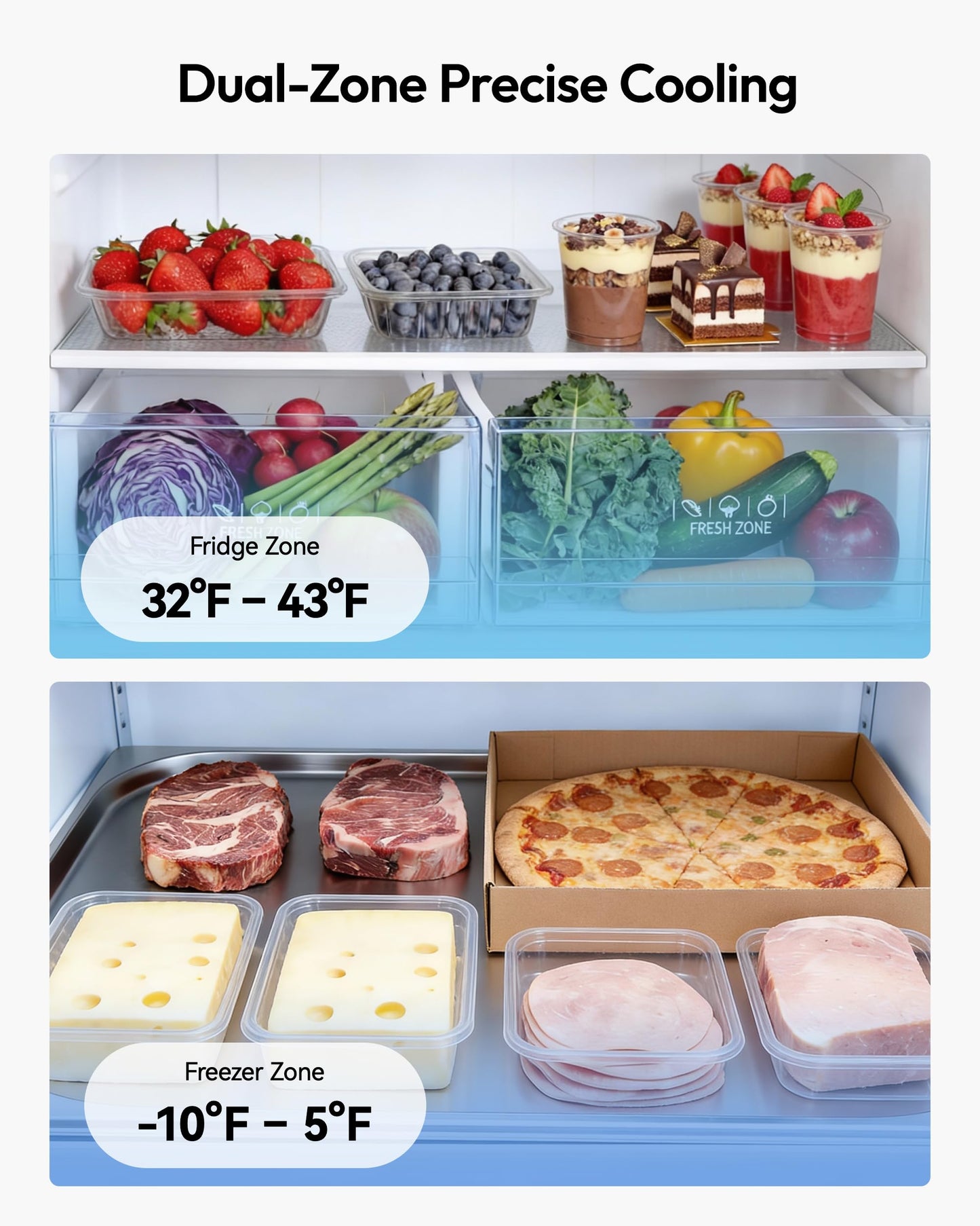 ICEVIVAL 18 Cu.Ft. French Door Refrigerator with Ice Maker, Refrigerator with Freezer Drawer, Frost-Free, UL Certified, French Door Fridge with 3 Smart Cooling Modes