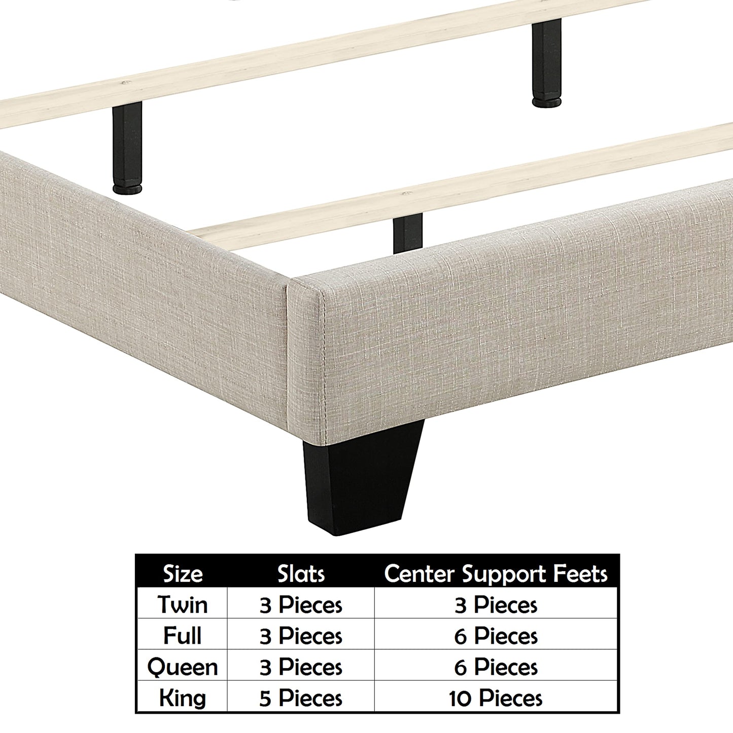 Rosevera Carlisle Panel Bed Frame with Adjustable Button-Tufted Headboard for Bedroom/Linen Upholstered/Wood Slat Support/Easy Assembly,King,Classic Beige