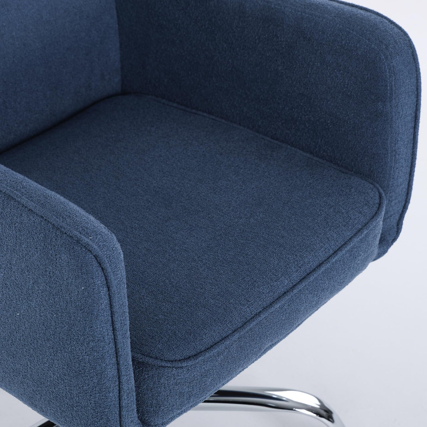 COLAMY Cocoon Modern Executive High Back Home Office Chair, Upholstered Desk Chair with Wheels, Vanity Chair with Head and Lumbar Support, Armrest (Blue)