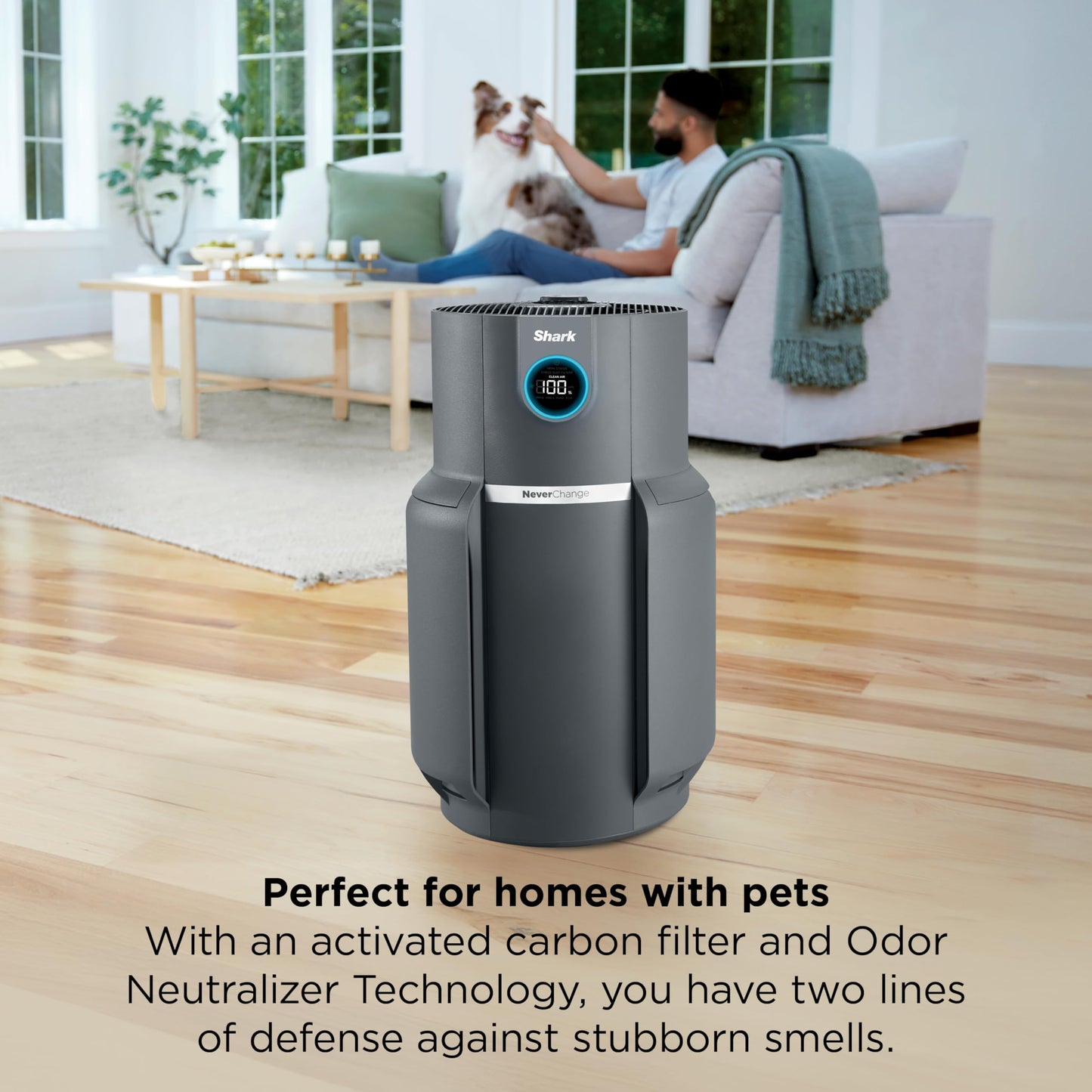 Shark Air Purifier for Home with NeverChange(5-Year) HEPA Air Filter, 1400 sq. ft. for Powerful Multi-Room Purification, Filters Smoke, Captures 99.98% of Particles & Dust, HP302, White