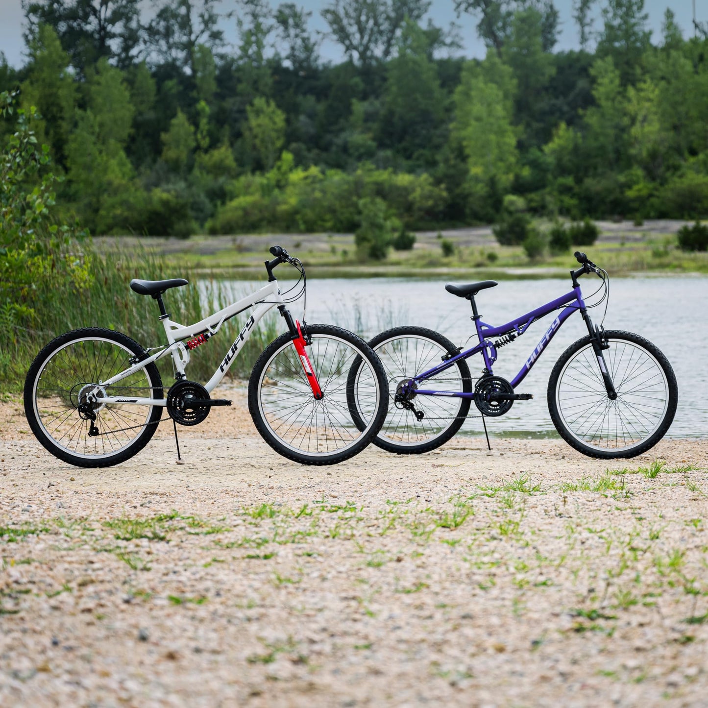 Huffy Stone Mountain Mens 26 Inch Mountain Bike, Cloudy Grey Gloss Frame, 21-Speed Shimano Twist Shifting, Dual Suspension, Comfort Saddle | 20"/24"/26" Sizes, 6-21 Speeds, Dual Suspension Available |