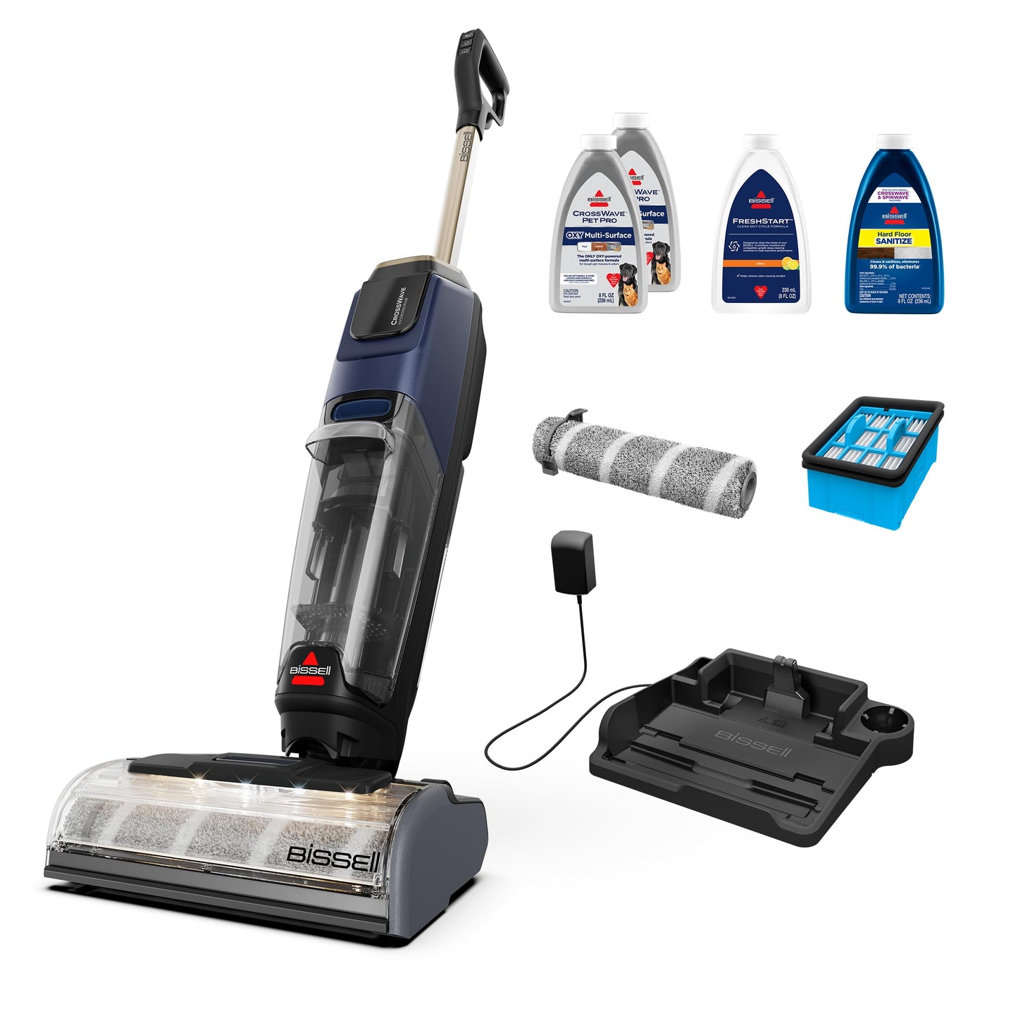 BISSELL CrossWave HydroScrub Plus Cordless Wet Dry Vacuum Mop, Floor Cleaner with Edge Cleaning & Headlights, 45-Minute Runtime, Multi-Surface, Hard Floor Sanitize, & Clean Out Formula Included, 4275E