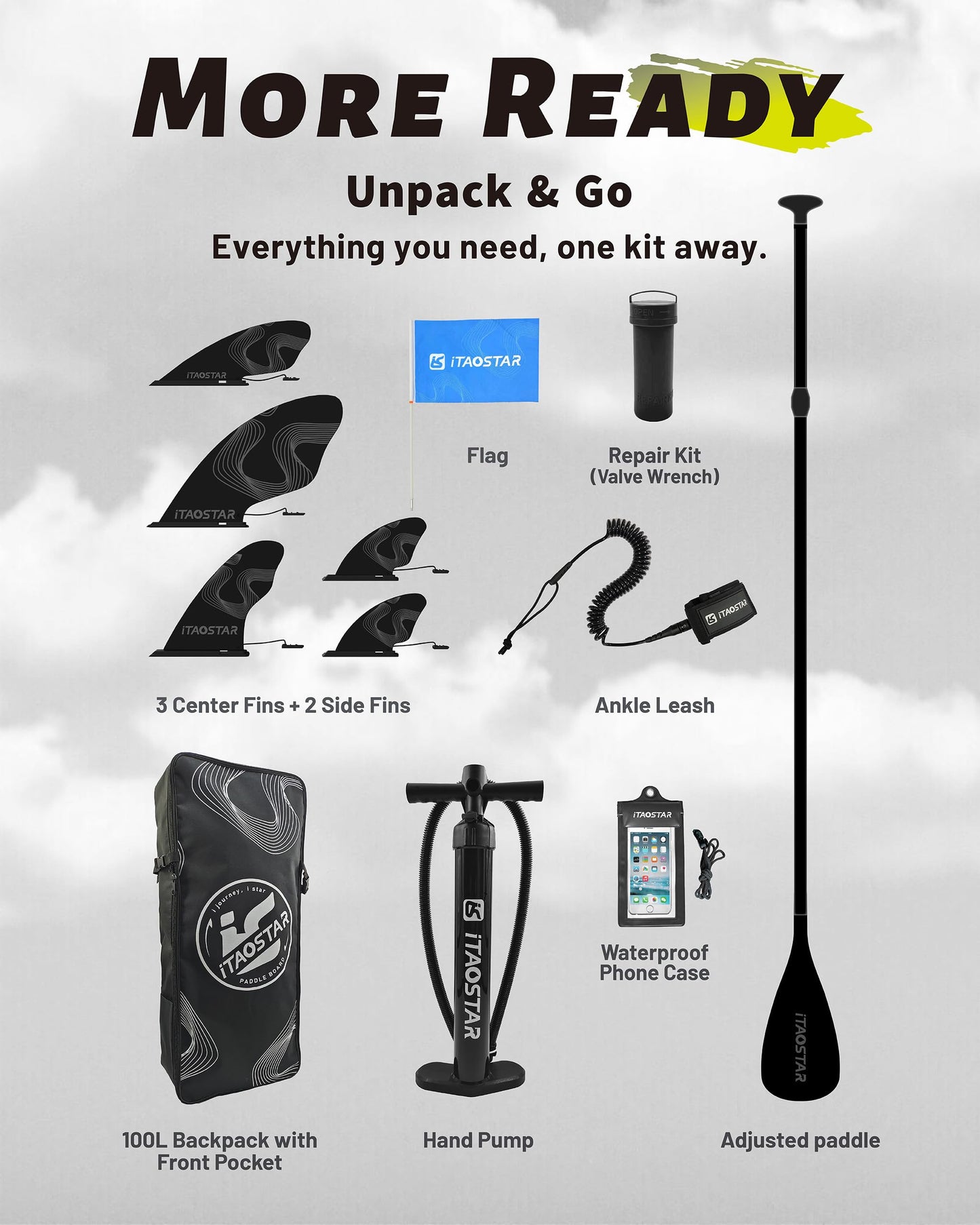 iTAOSTAR M01C 11’×33" Stand Up Paddle Board - Premium SUP Board Kit with 5 Fins - Inflatable Paddleboard for Adults & Youth - All Skill Levels - for Lakes, Oceans & Fishing