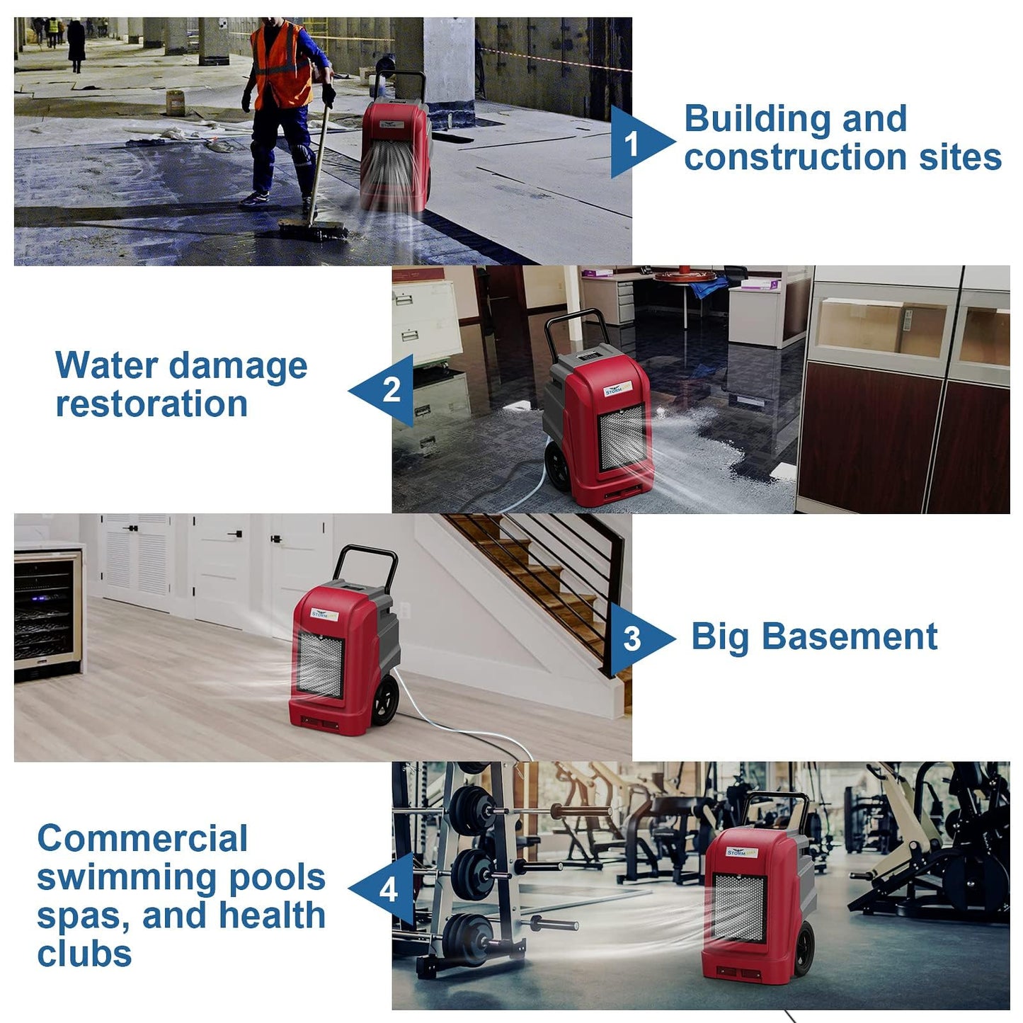 ALORAIR 190 PPD LGR Commercial Dehumidifier with Pump & Drain Hose, Smart APP Control up to 2,600 Sq.Ft Industrial Dehu for Home, Water Damage Restore, Basements, Job Sites, 6 Years Limited Warranty