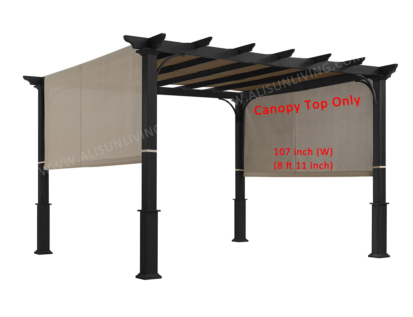 ALISUN Replacement Sling Canopy (with Ties) for the Lowe's Garden Treasures 10 FT Pergola #S-J-110 & TP15-048C, 193" (L) x 105" (W) (Beige) (Canopy TOP ONLY)
