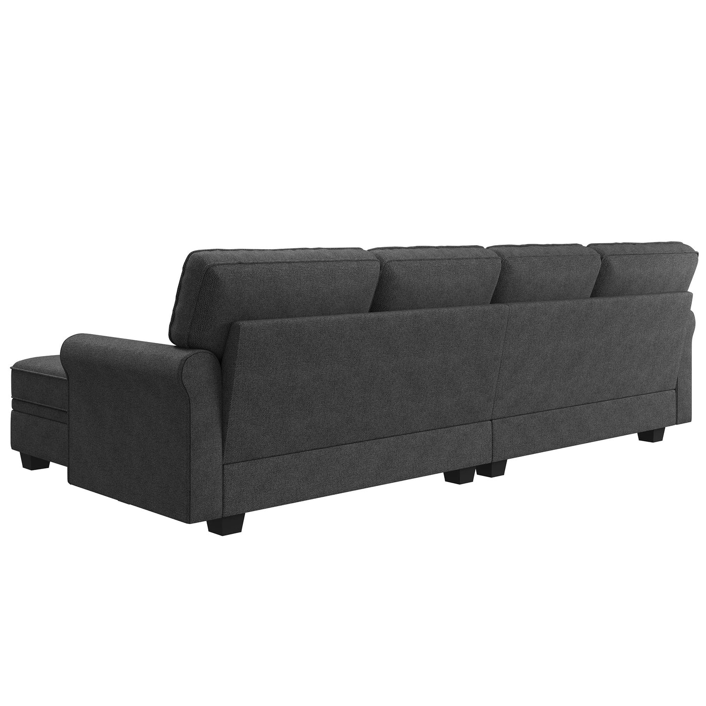 HONBAY Sectional Sofa with Storage Seat U Shaped Couch with Reversible Chaise Convertible Sectional Couches for Living Room,Dark Grey