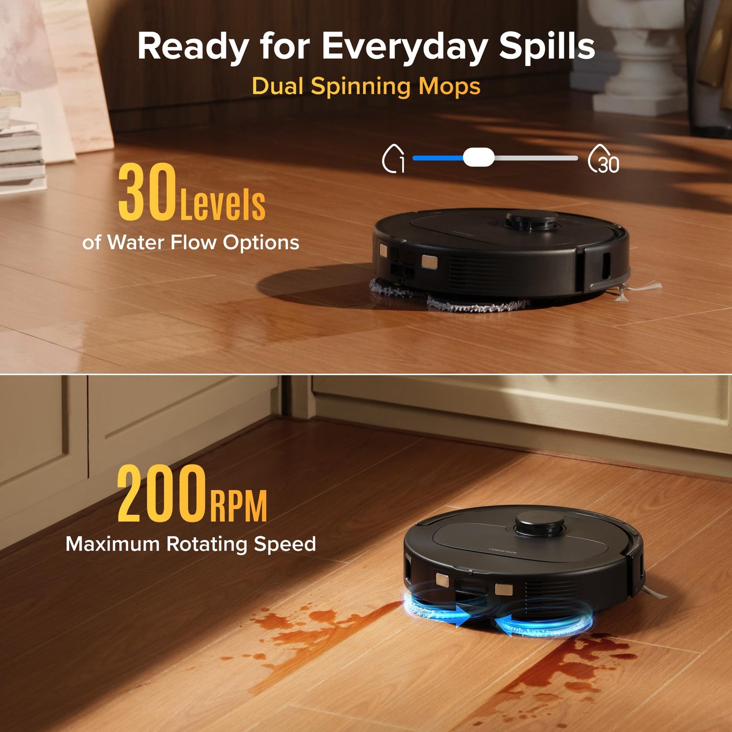 roborock Qrevo S Pro Robot Vacuum and Mop, 18,500Pa Suction, Multifunctional Dock with 167℉ Mop Self-Cleaning, Smart Obstacle Avoidance, Anti-Tangle Brush, Liftable Spinning Mop, Black
