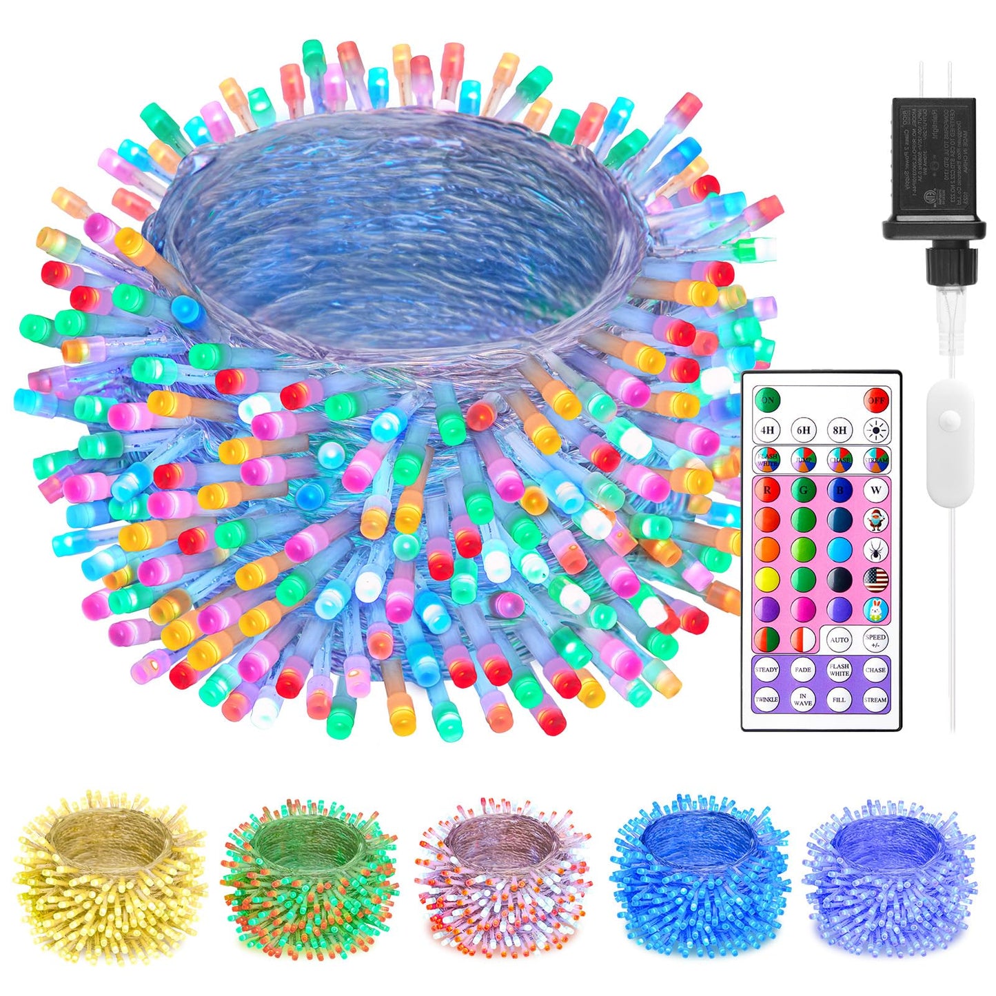 Minetom Color Changing String Lights - 66FT, 200 LED, 12 Lighting Modes, Remote Control, Twinkle Fairy Lights for Indoor Use