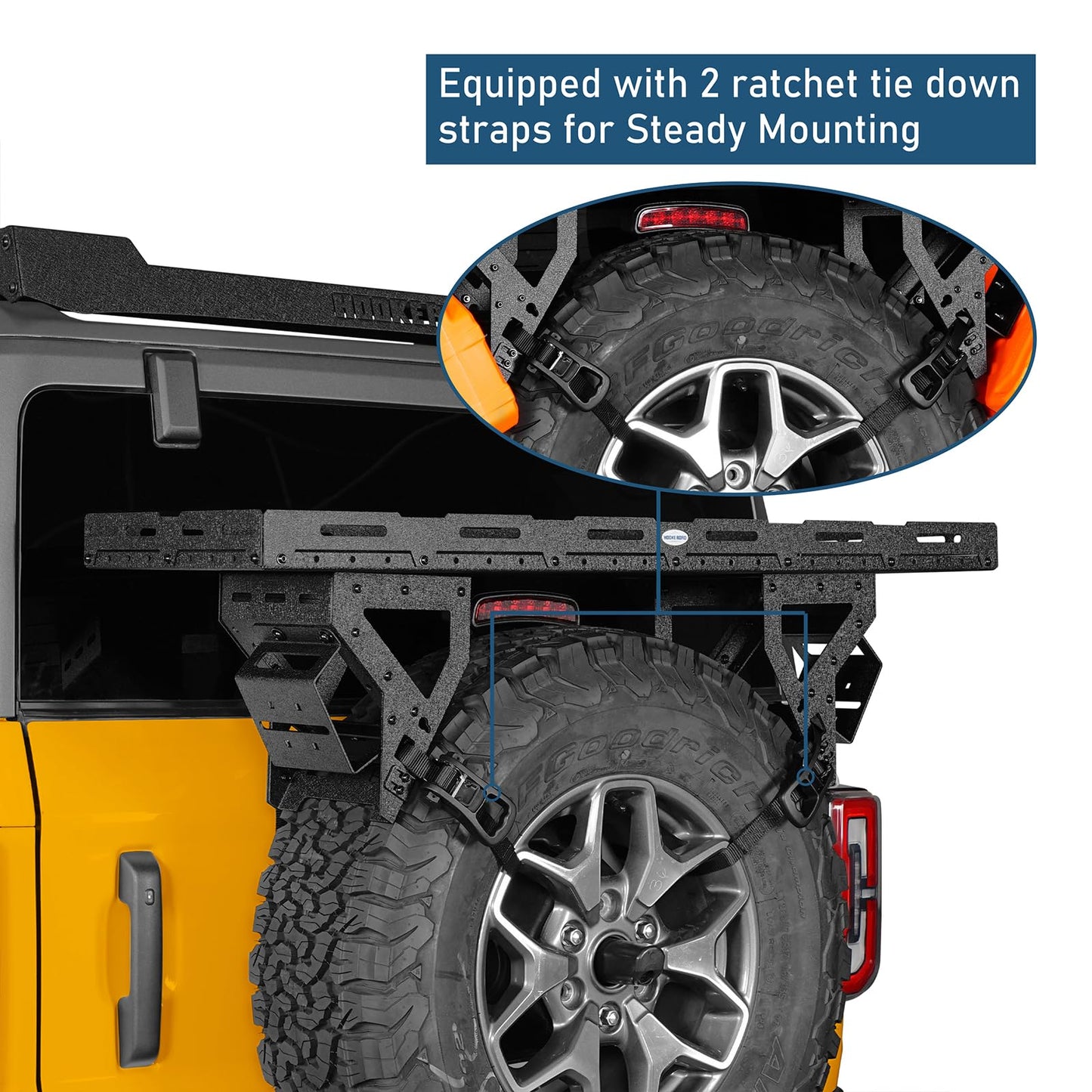 Hooke Road Universal Spare Tire Cargo Rack Basket Carrier for 30"-40" Tires, Fits for 1976-2026 Jeep Wrangler (CJ, YJ, TJ, JK, JL) & 2021-2026 Ford Bronco, SUV, RV