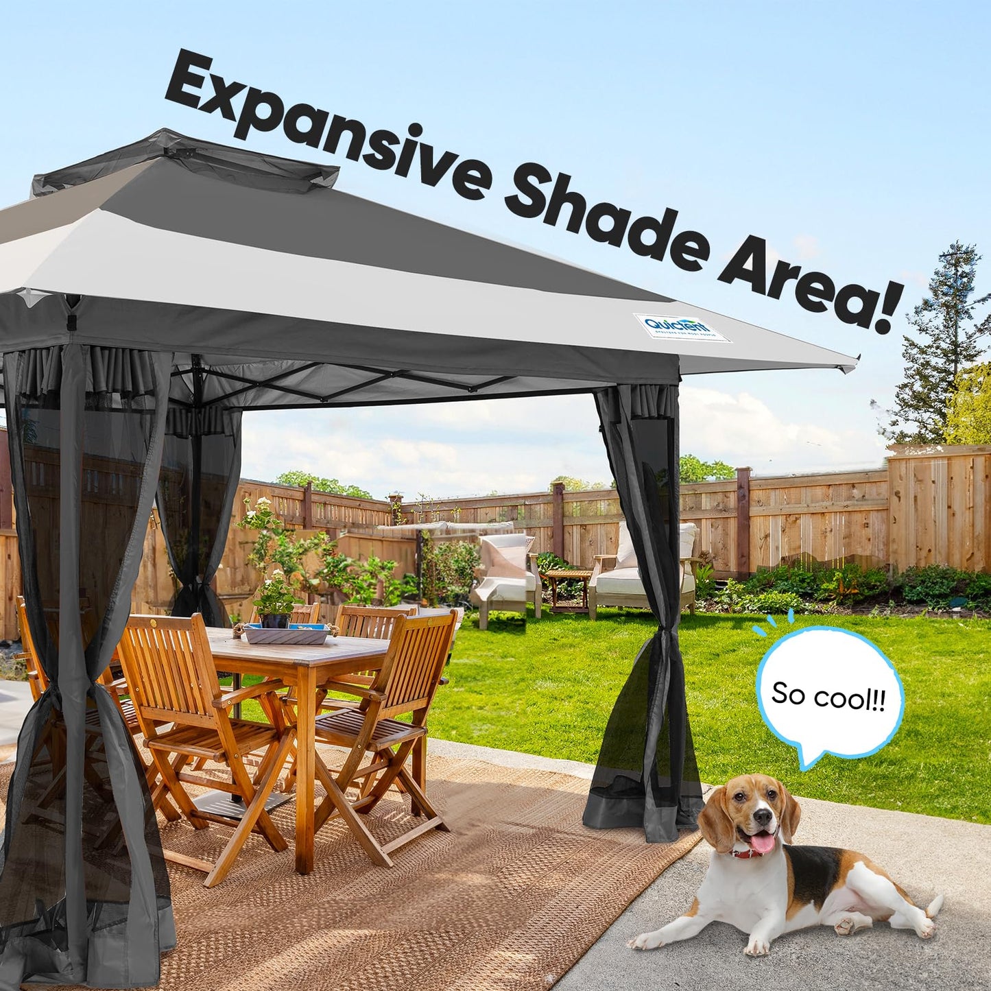 Quictent 13'x13' Pop up Gazebo Canopy Tent, One Person Set up Portable Instant Folding Shelter, Outdoor Canopy Tent with Extra Shade for Backyard, Patio, Party