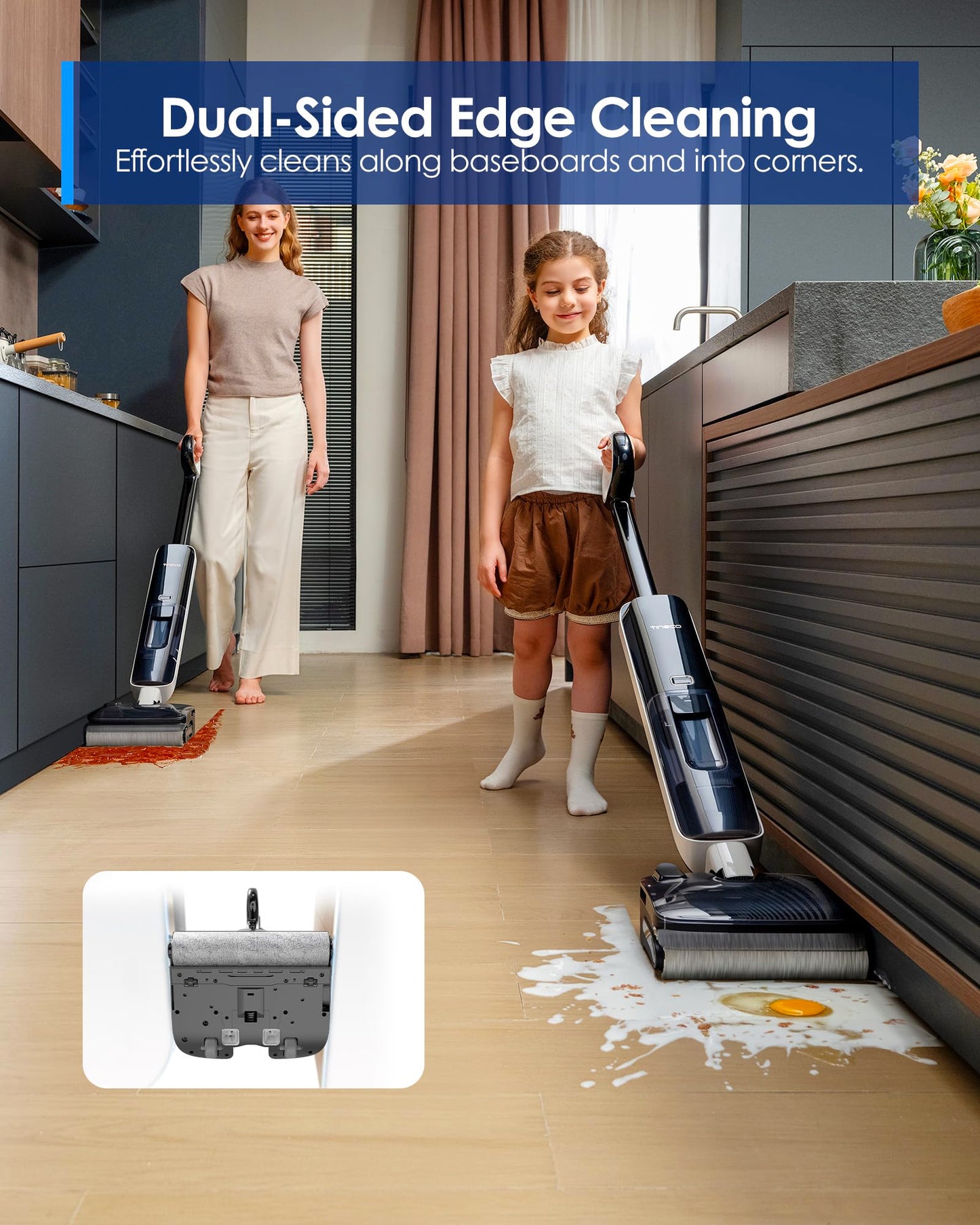 Tineco Floor ONE S6 Master Wet Dry Vacuum Cleaner, 20kPa Suction Vacuum Mop with Dual-Edge Cleaning, 45 Min Runtime (Quite Mode), 185°F Flashdry, 4inch Ultra-Slim