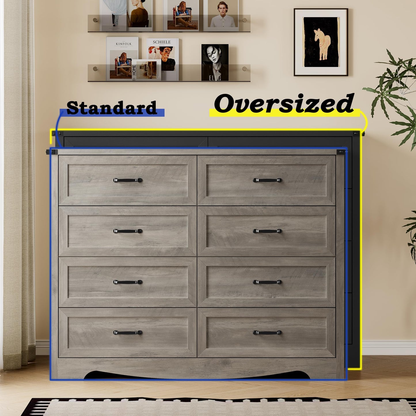 BORNOON 8-Drawer Dresser for Bedroom, Modern Wooden Chest of Drawers with Metal Handles, Anti-Tipping Design, Sturdy and Stable Storage Organizer for Living Room, Entryway, Home Office, Standard