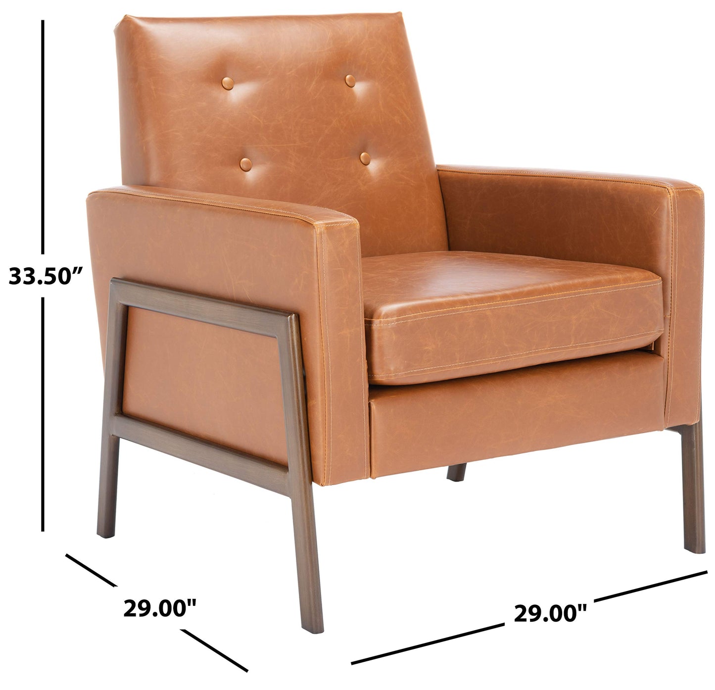 SAFAVIEH Home Collection Roald Faux Leather Sofa Accent Club Chair ACH6209C, Light Brown/Antique Coffee