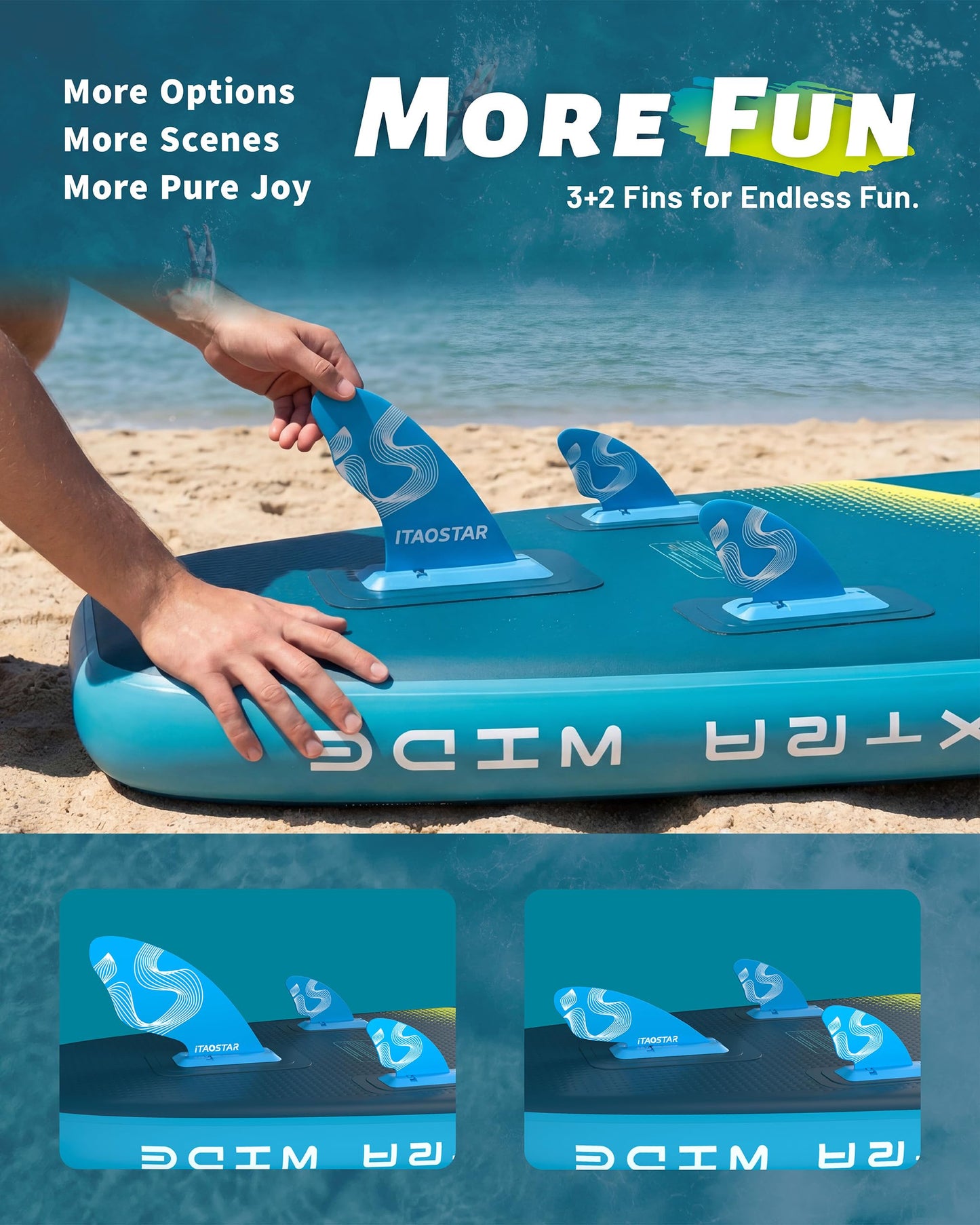 iTAOSTAR Lead 12' × 35" Inflatable Stand Up Paddle Board with Seat, Extra Wide SUP Board with 5 Fins Stable Design for Familly, Youth, All Skill Levels, Lakes, Oceans & Fishing