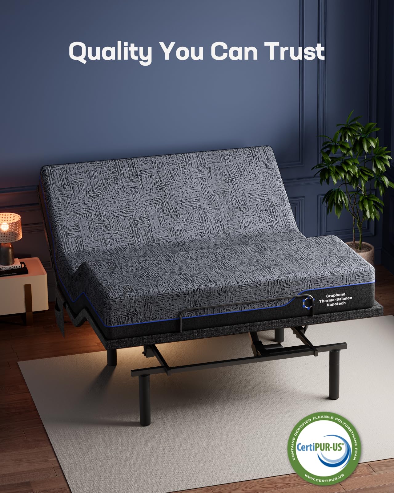 Marsail NS0 Adjustable Base with Mattress Set, Twin XL Adjustable Bed Frame + 14-inch Cooling Gel Memory Foam Mattress, Dual Motor Bed Frame with Wireless Remote, CertiPUR-US Certified