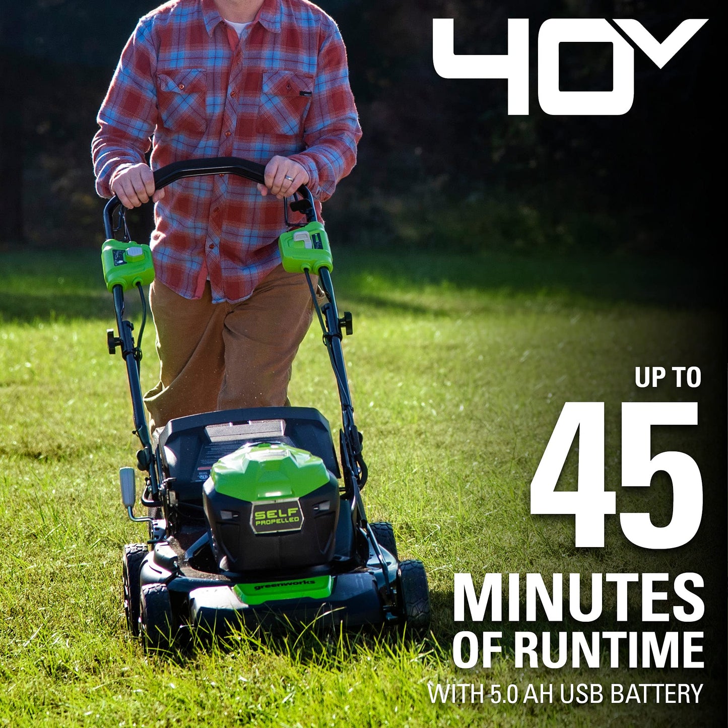 Greenworks 40V 21" Brushless Cordless (Self-Propelled) Lawn Mower (75+ Compatible Tools), 5.0Ah Battery and Charger Included