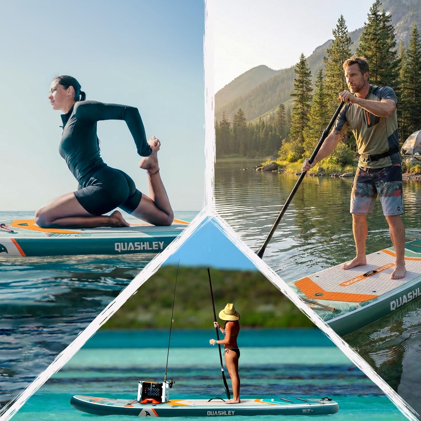 Quashley Inflatable Stand Up Paddle Board with Premium SUP Accessories,Stable Wide Design with Non-Slip EVA Deck for All Skill Levels,Ultra Stable All Around Paddleboard Plant