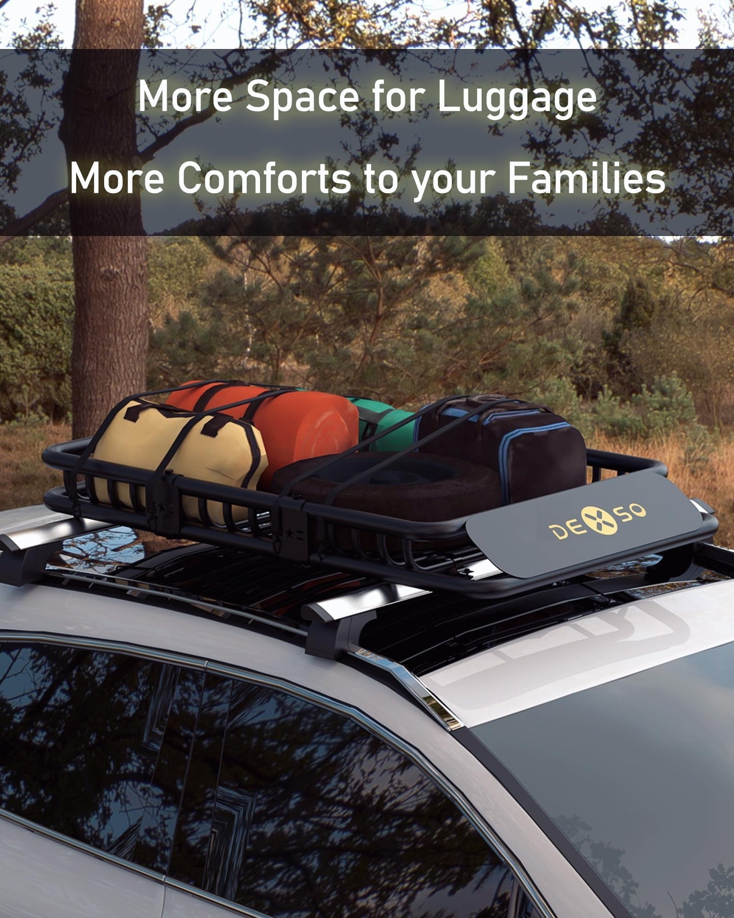 51" x 36" Roof Rack Basket, 200 lbs Capacity Universal Rooftop Cargo Carrier with 15 Cu Ft Waterproof Bag (44"x34"x17"),Heavy Duty Luggage Rac for SUV, Truck, Crossovers