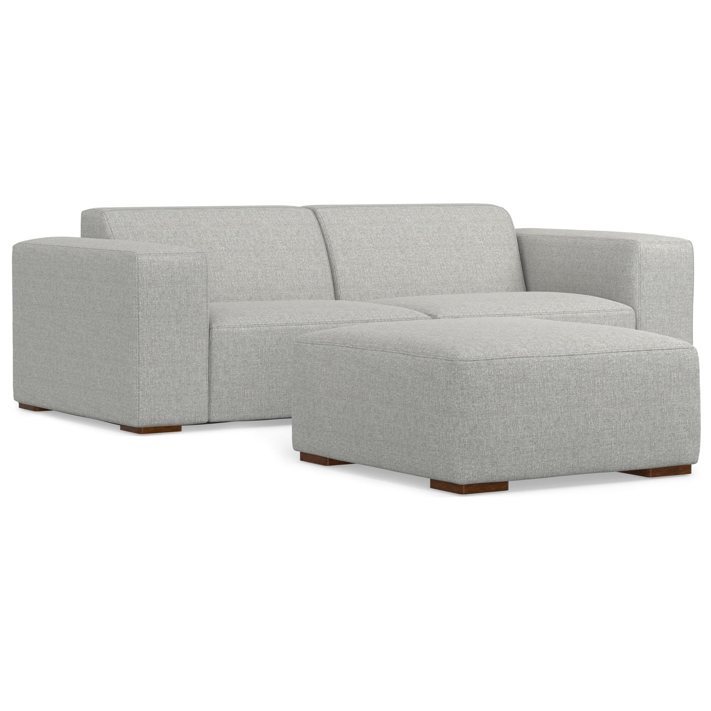 SIMPLIHOME Rex Modular Sofa and Ottoman Set in 100% Recycled Polyester Tightly Woven Performance Fabric, Pale Grey, 88-inch-Wide 2-Seater Couch and Matching 34-inch-Wide Table Ottoman for Living Room